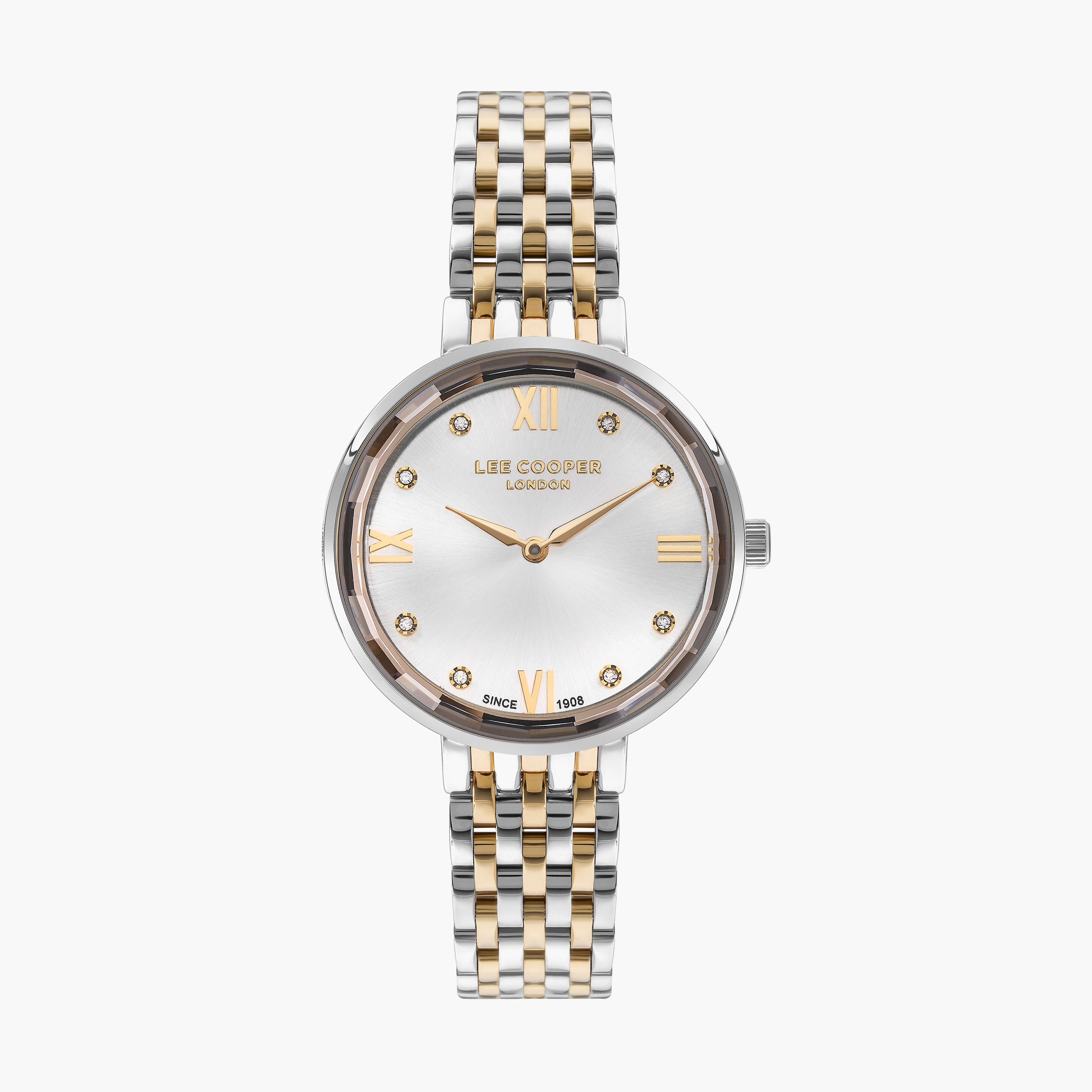ساعة انالوج بسوار ستانلس ستيل بلون فضي وذهبي للنساء من لي كوبر | LC07610.230-women-watchesandjewellery-watches-image-1