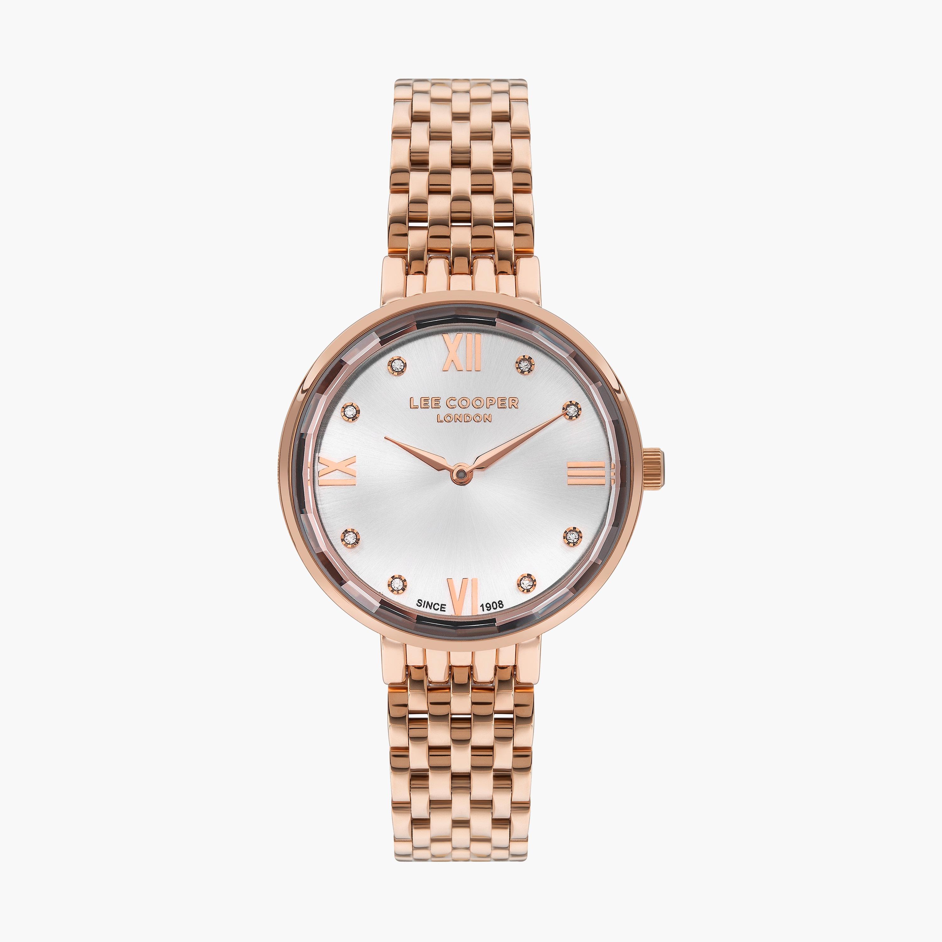 ساعة انالوج بسوار ستانلس ستيل بلون ذهبي وردي للنساء من لي كوبر | LC07610.430-women-watchesandjewellery-watches-image-1