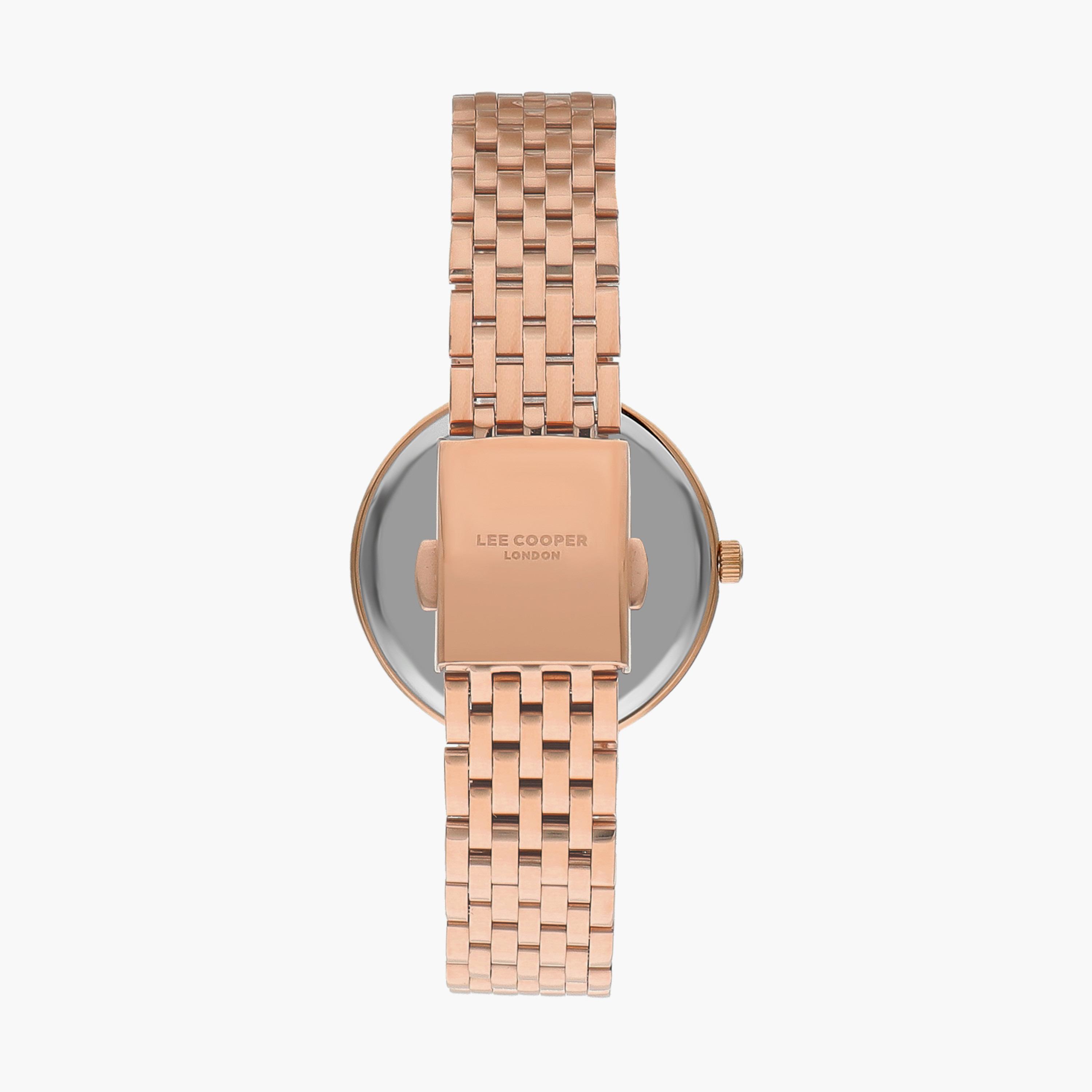 ساعة انالوج بسوار ستانلس ستيل بلون ذهبي وردي للنساء من لي كوبر | LC07610.430-women-watchesandjewellery-watches-image-3