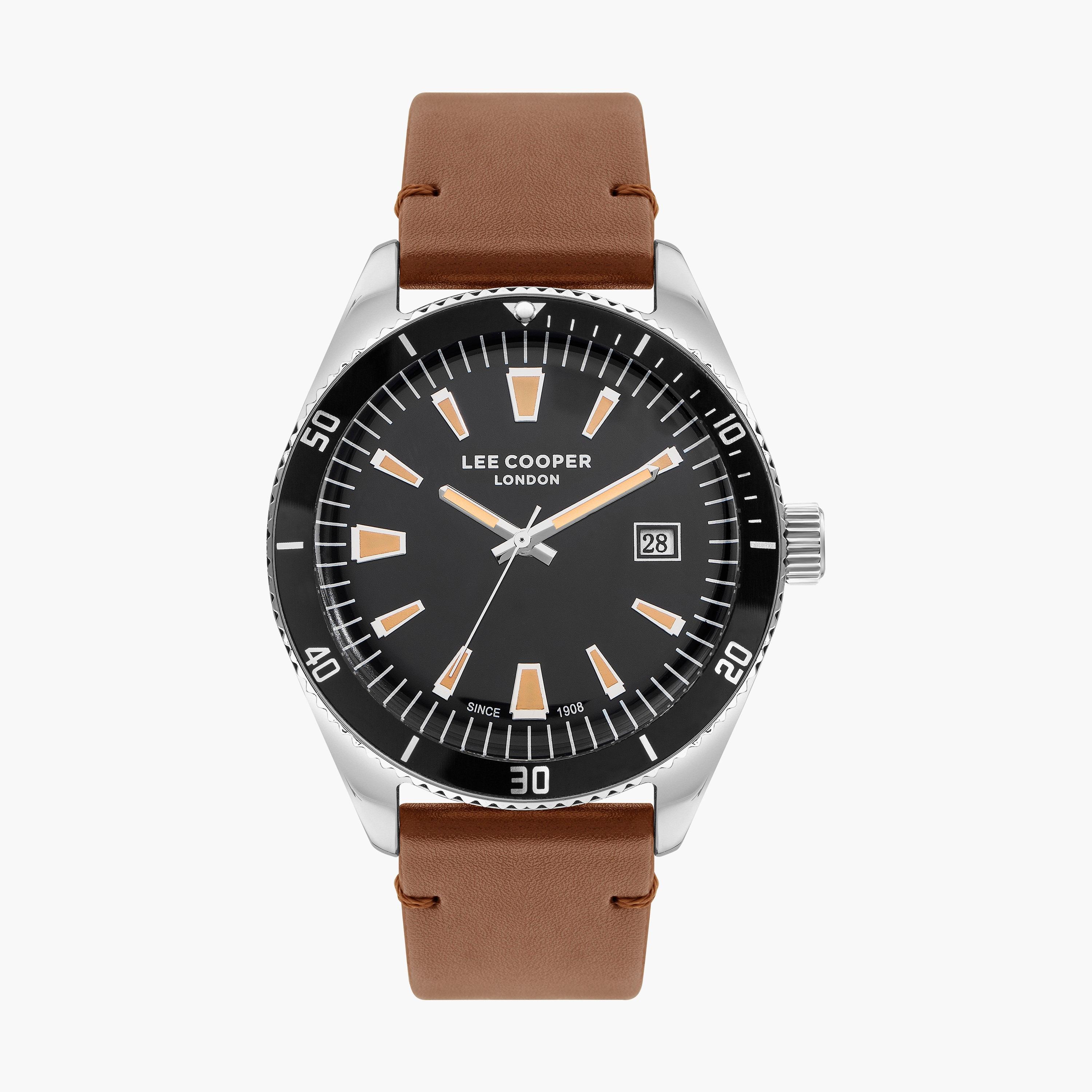ساعة انالوج بسوار جلدي بلون بني للرجال من لي كوبر | LC07611.352-men-watchesandjewellery-watches-image-1