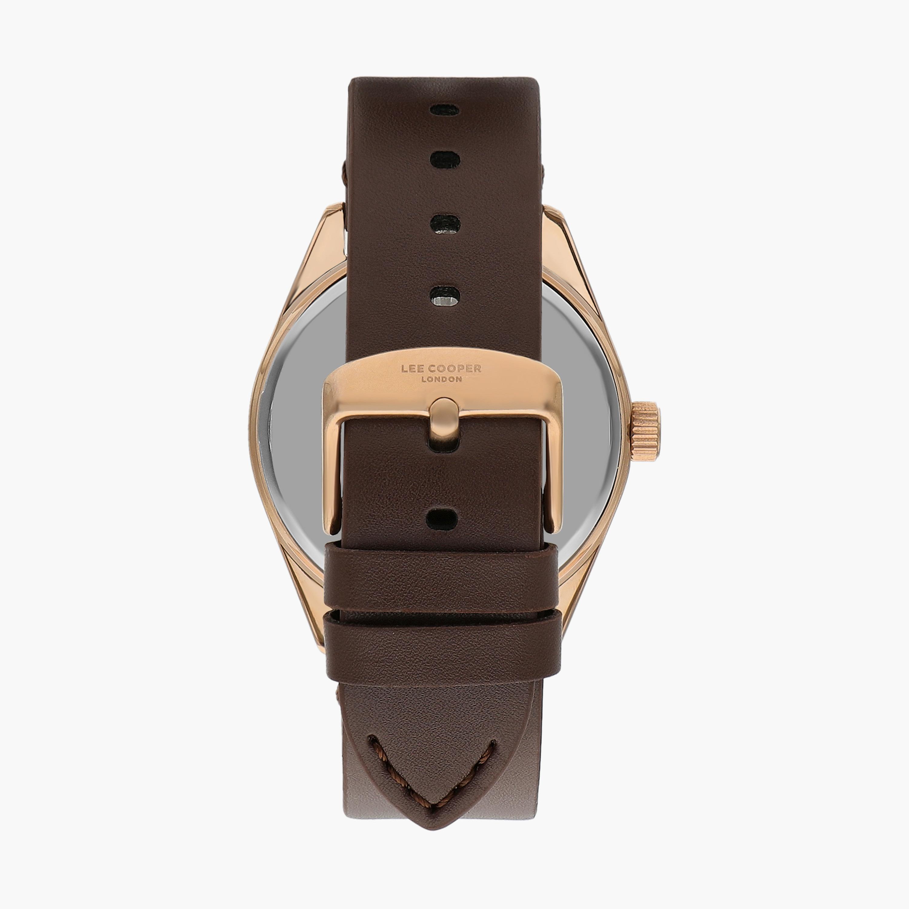 ساعة انالوج بسوار جلدي بلون بني داكن للرجال من لي كوبر | LC07611.592-men-watchesandjewellery-watches-image-3