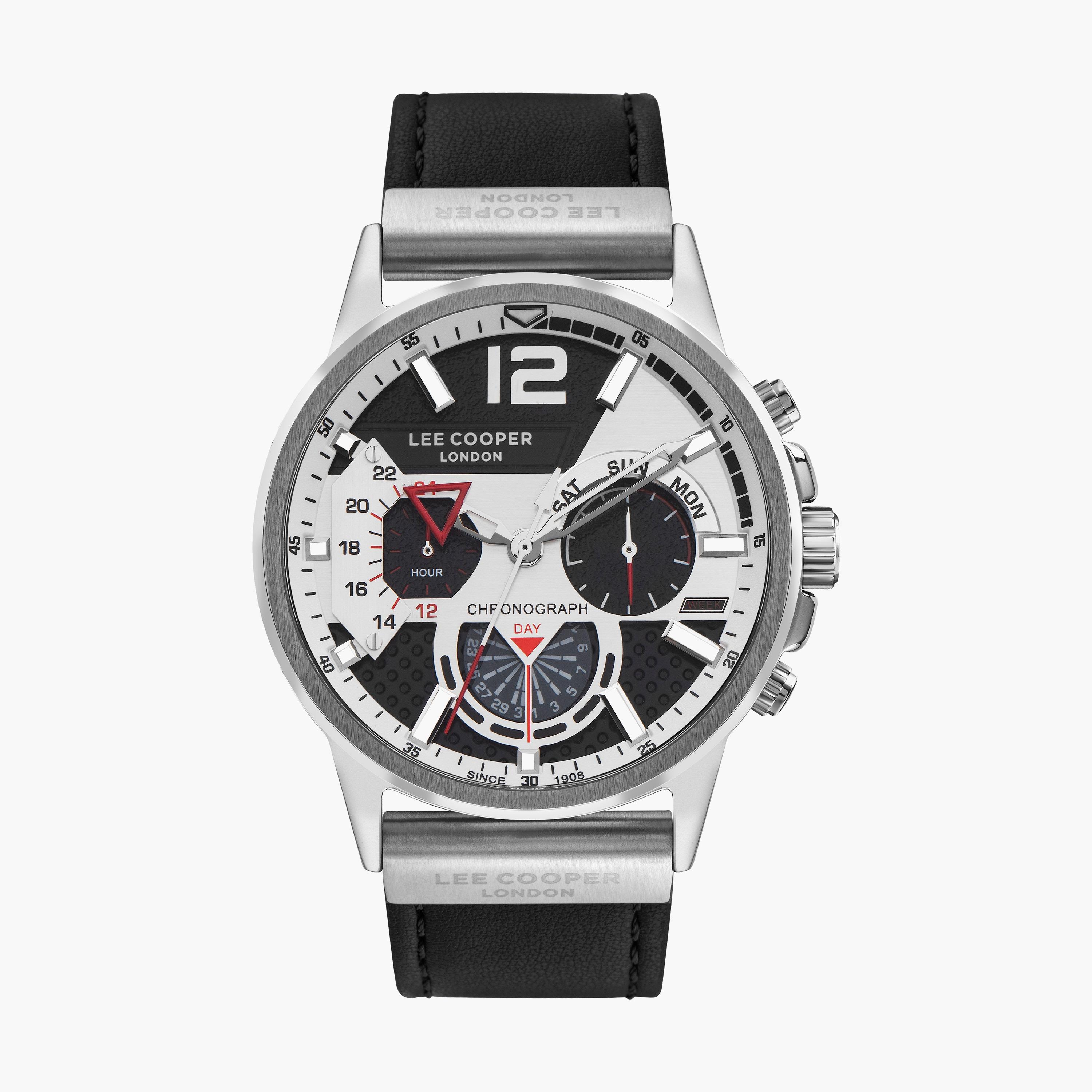 Lee Cooper Men's Black Chronograph Leather Strap Watch | LC07614.351 | 46 MM-men-watchesandjewellery-watches-image-1