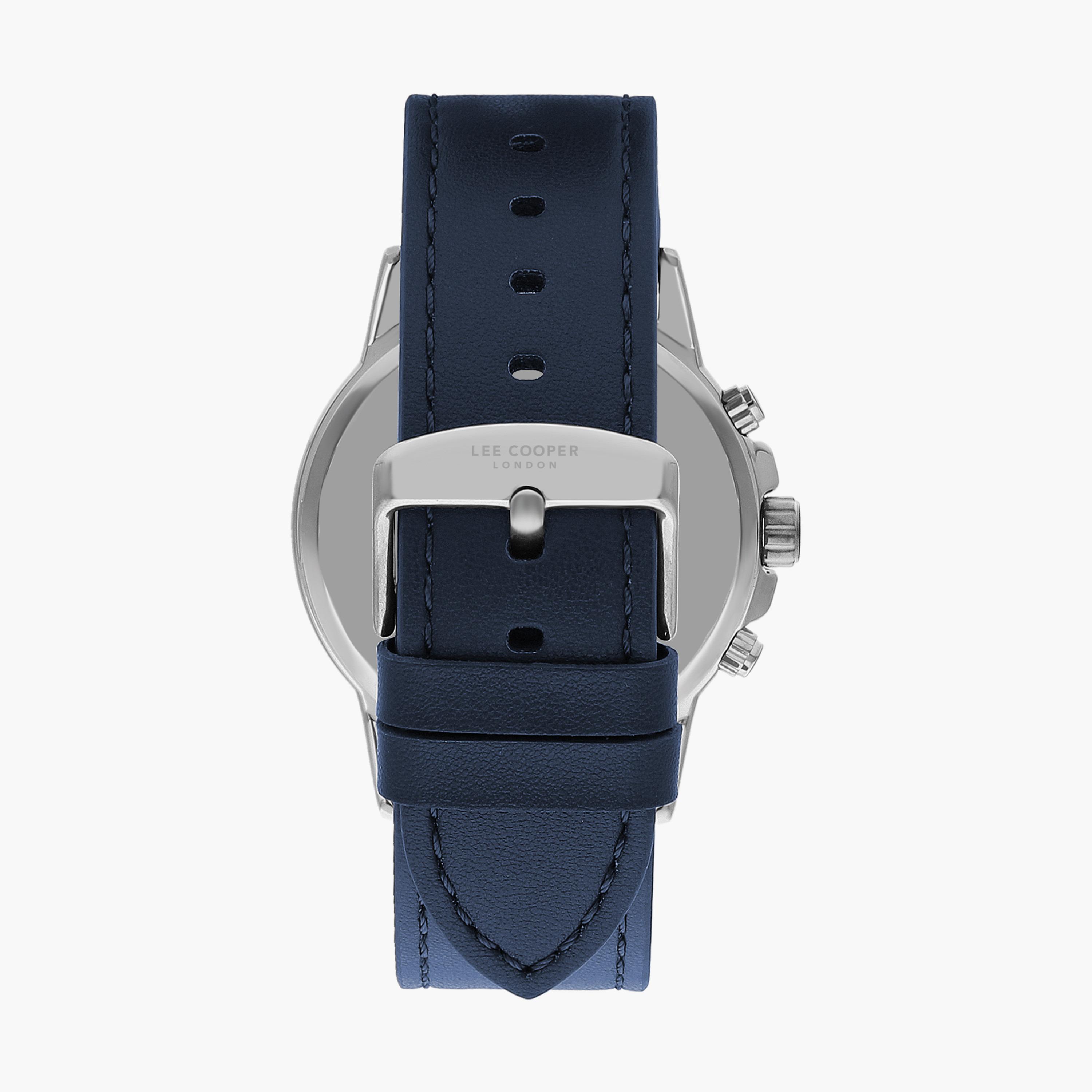 ساعة كرونوغراف بسوار جلدي بلون أزرق للرجال من لي كوبر | LC07614.399-men-watchesandjewellery-watches-image-3