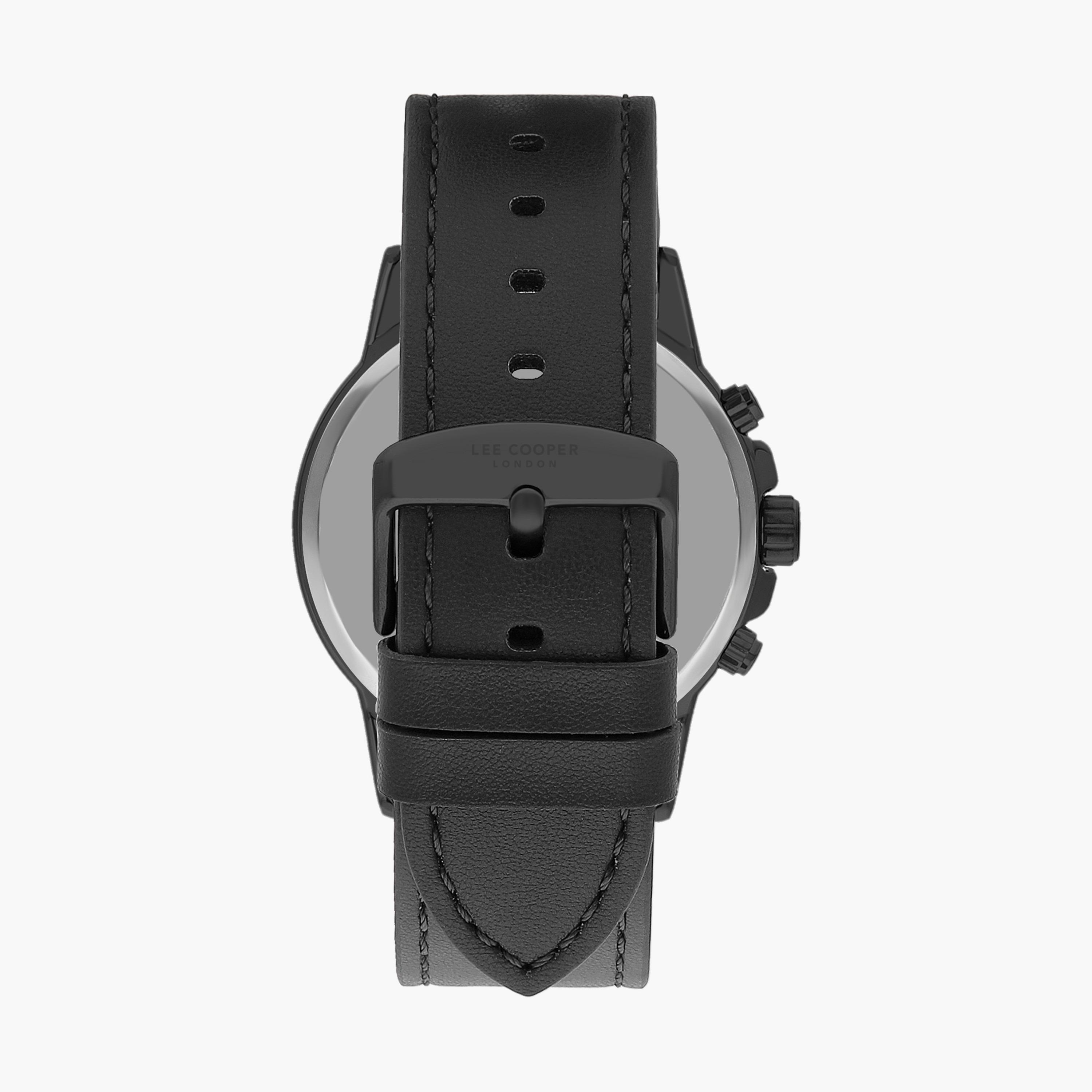 ساعة كرونوغراف بسوار جلدي بلون أسود للرجال من لي كوبر | LC07614.661-men-watchesandjewellery-watches-image-3