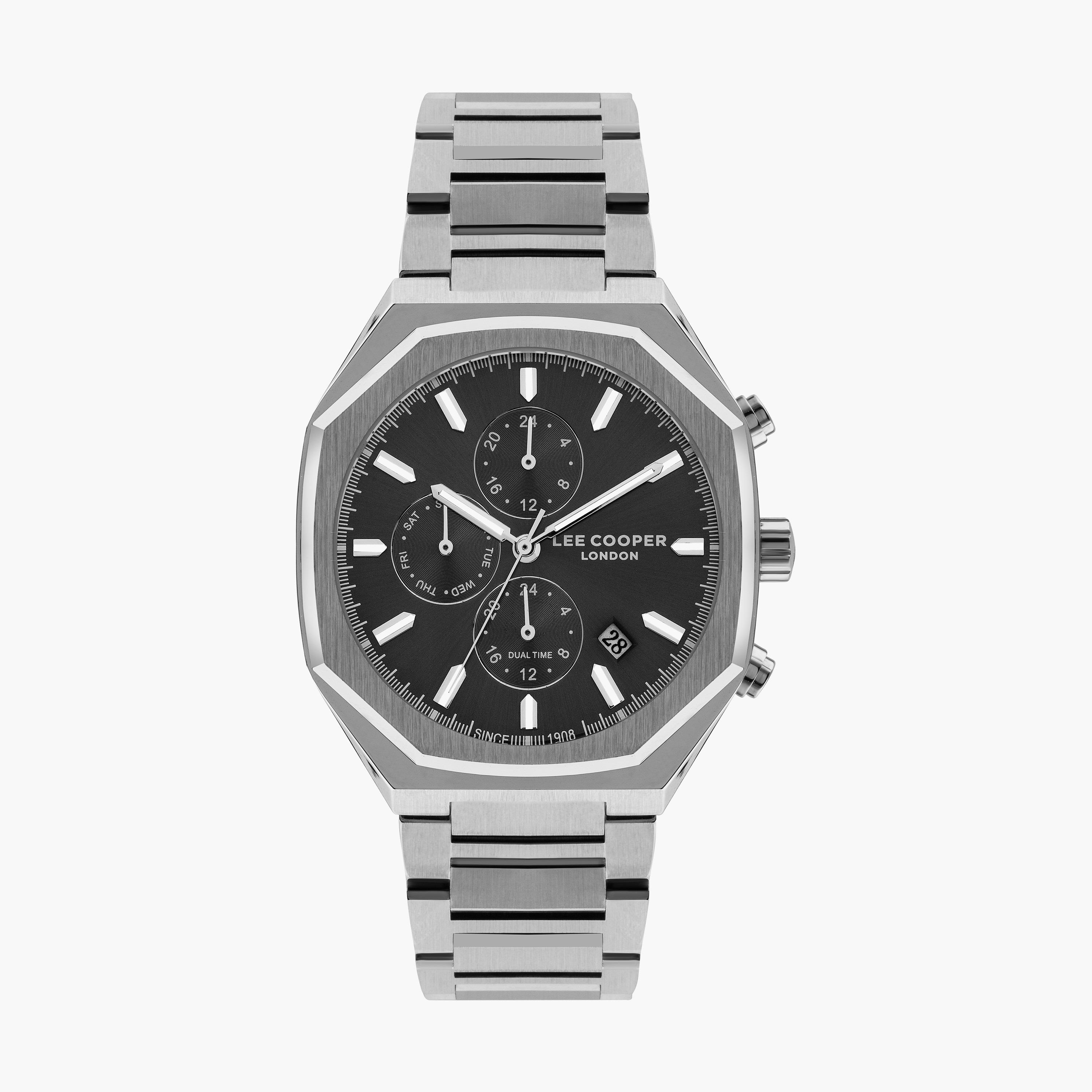 ساعة كرونوغراف بسوار ستانلس ستيل بلون فضي للرجال من لي كوبر | LC07617.350-men-watchesandjewellery-watches-image-1