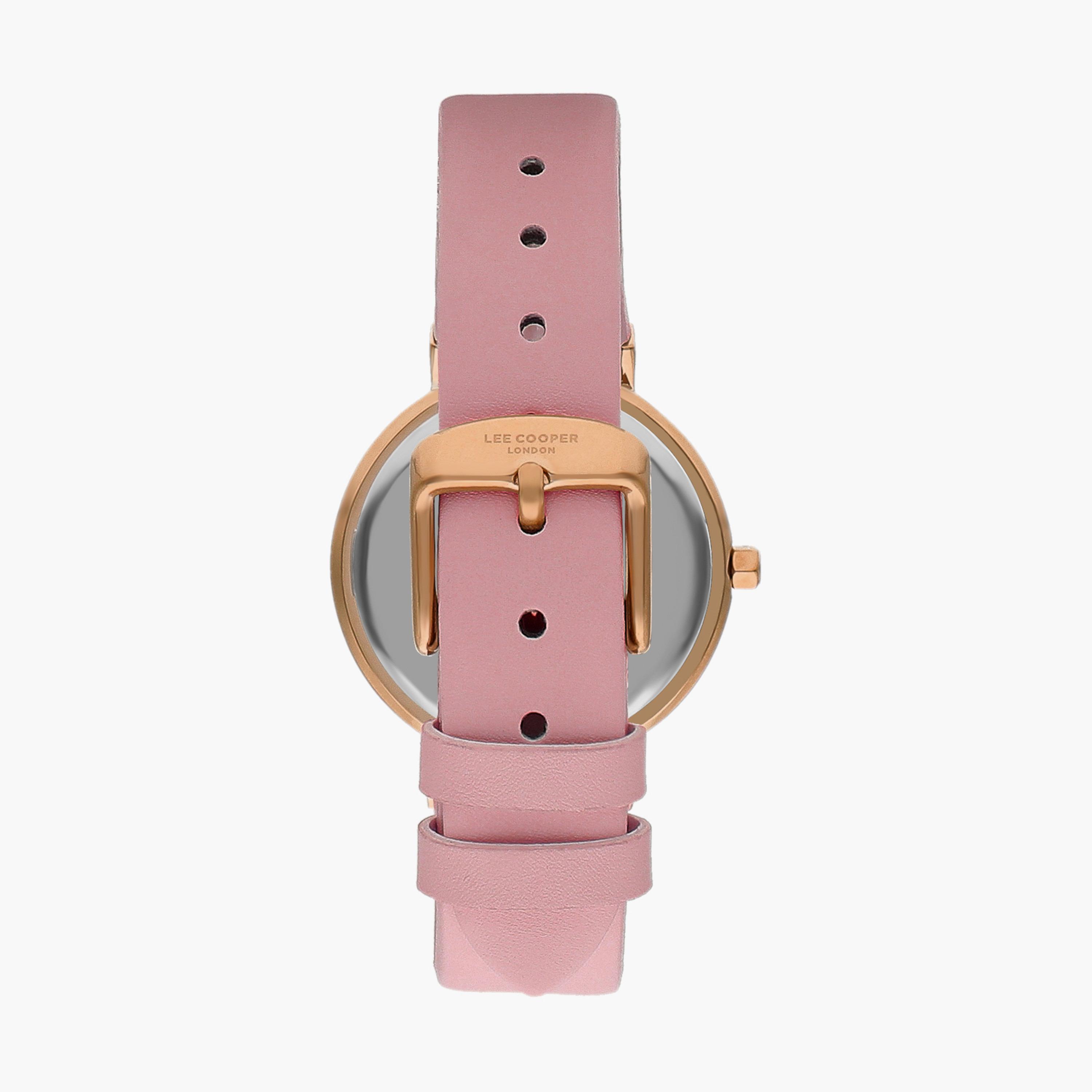 ساعة أنالوج بسوار جلدي بلون زهري للنساء من لي كوبر | LC07624.438-women-watchesandjewellery-watches-image-3