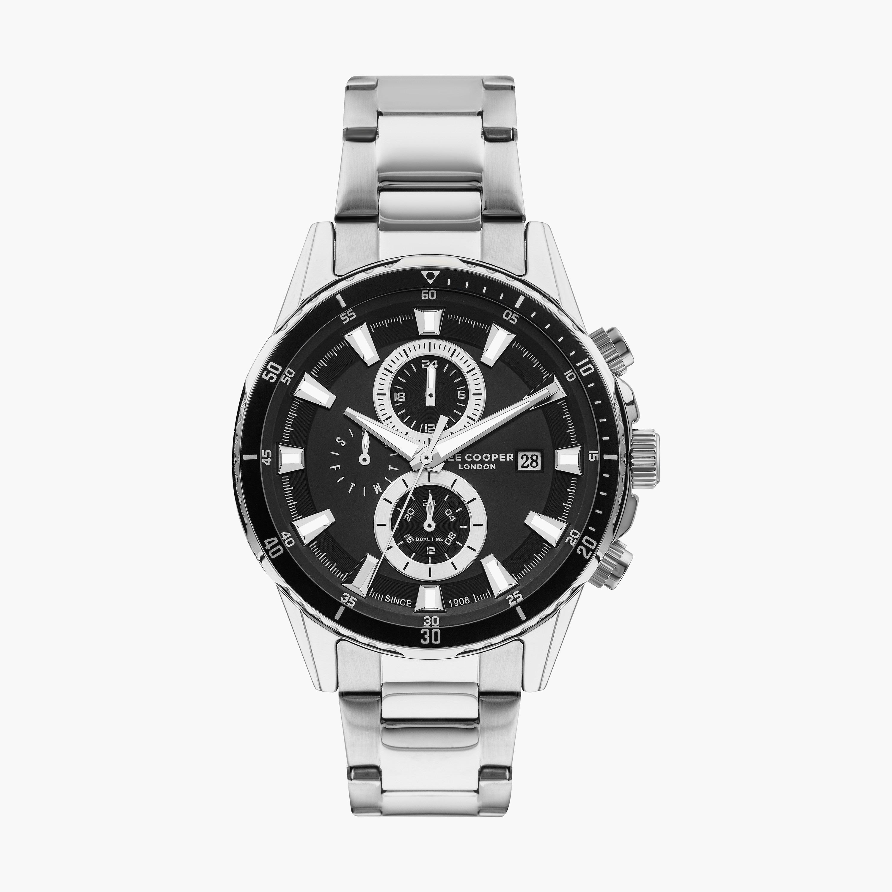 ساعة كرونوغراف بسوار ستانلس ستيل بلون فضي للرجال من لي كوبر | LC07627.350-men-watchesandjewellery-watches-image-1