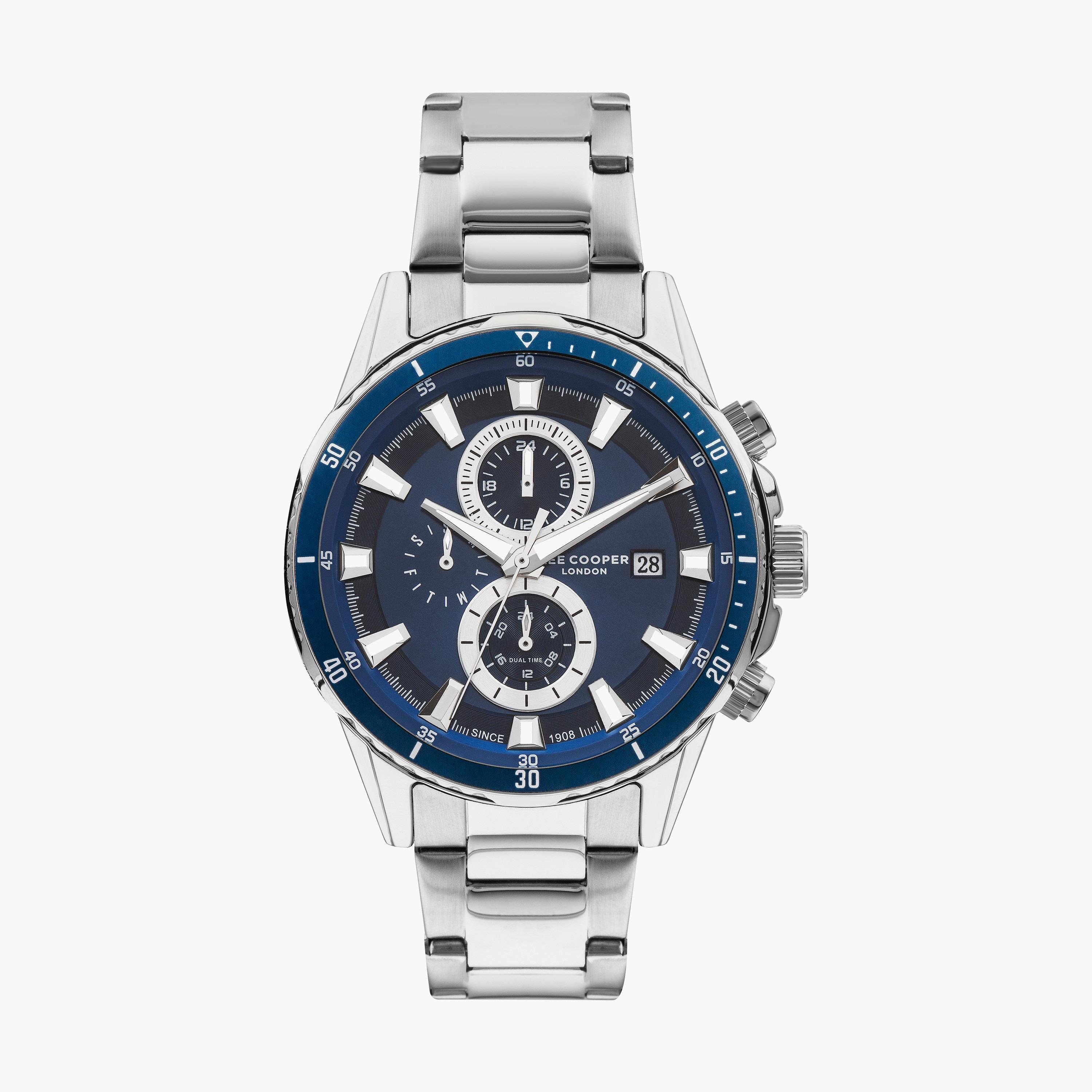 ساعة كرونوغراف بسوار ستانلس ستيل بلون فضي للرجال من لي كوبر | LC07627.390-men-watchesandjewellery-watches-image-1
