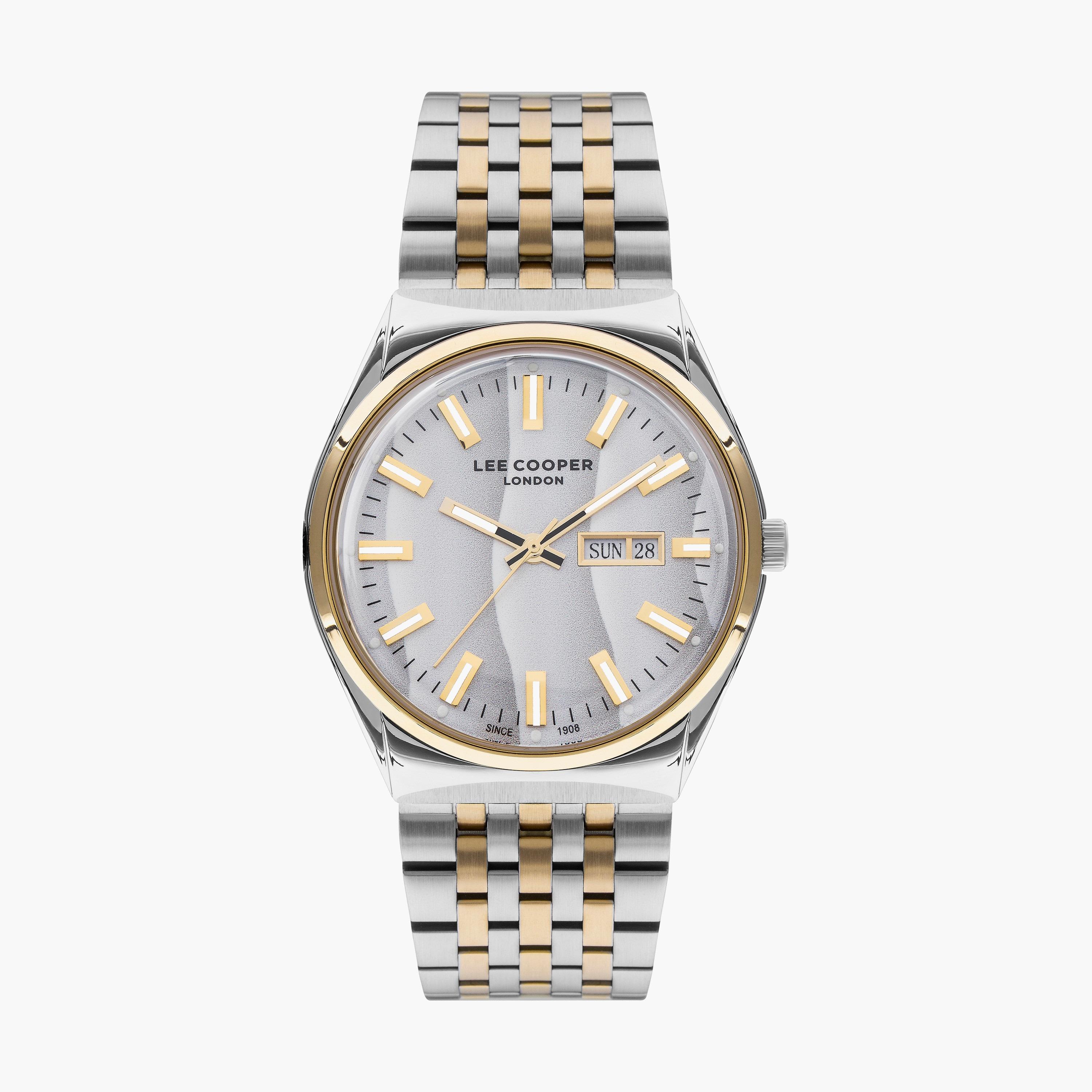 ساعة انالوج بسوار ستانلس ستيل بلون فضي ووردي للرجال من لي كوبر | LC07630.530-men-watchesandjewellery-watches-image-1