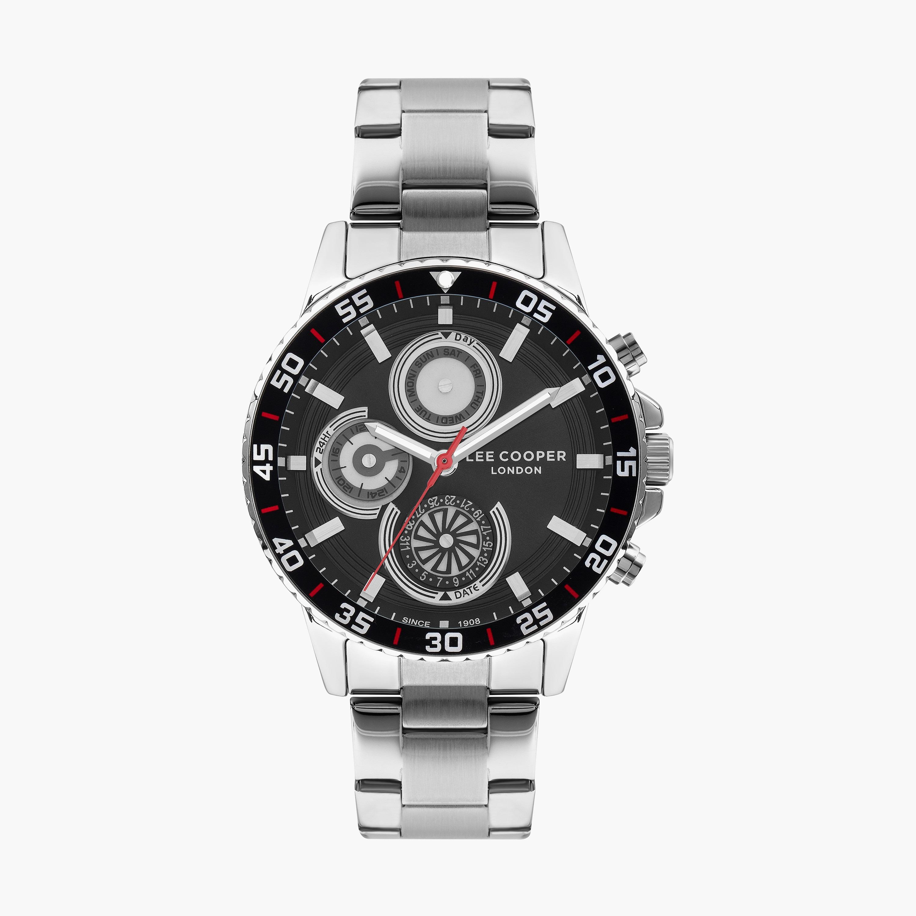 ساعة كرونوغراف بسوار ستانلس ستيل بلون فضي للرجال من لي كوبر | LC07636.350-men-watchesandjewellery-watches-image-1
