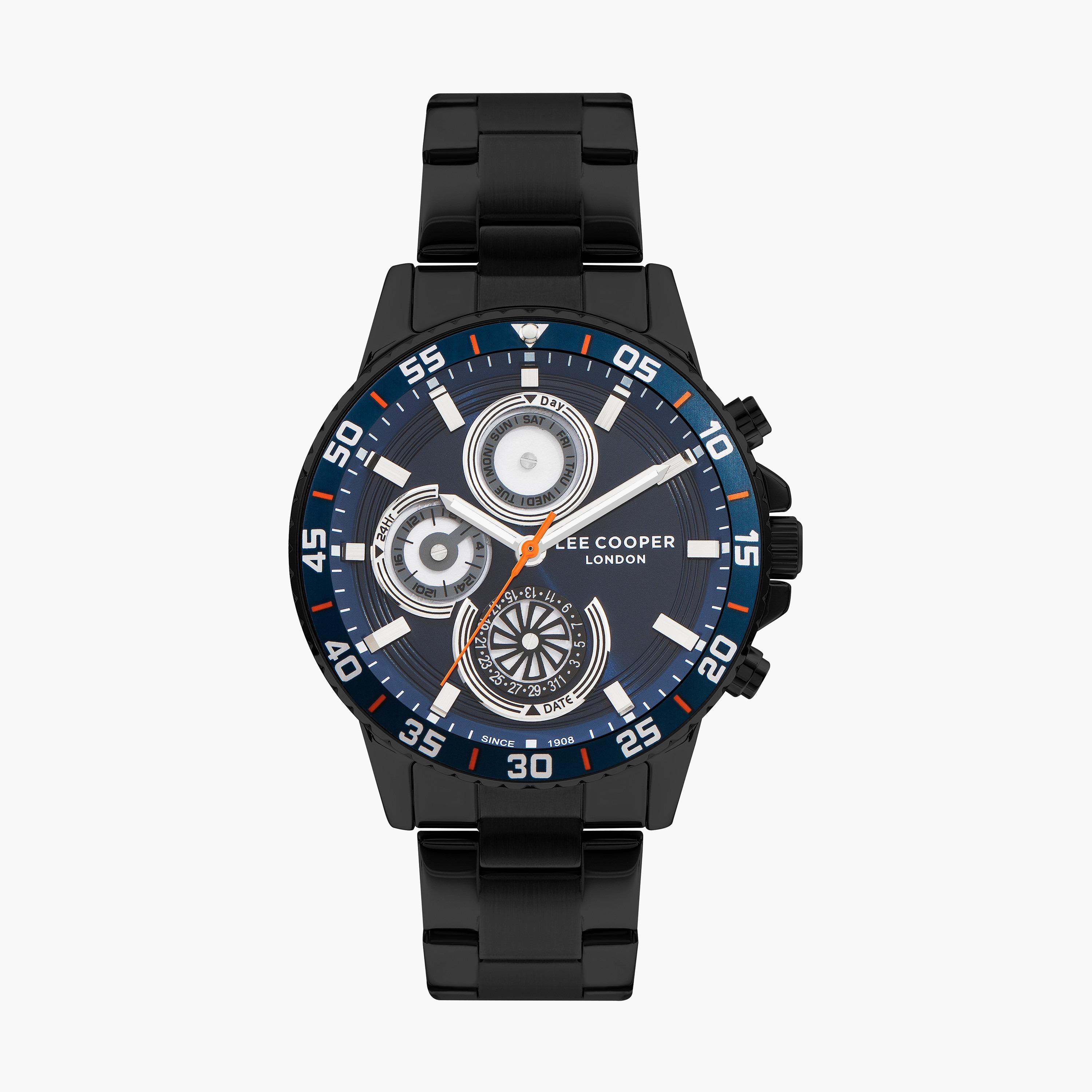 ساعة كرونوغراف بسوار ستانلس ستيل بلون أسود للرجال من لي كوبر | LC07636.690-men-watchesandjewellery-watches-image-1