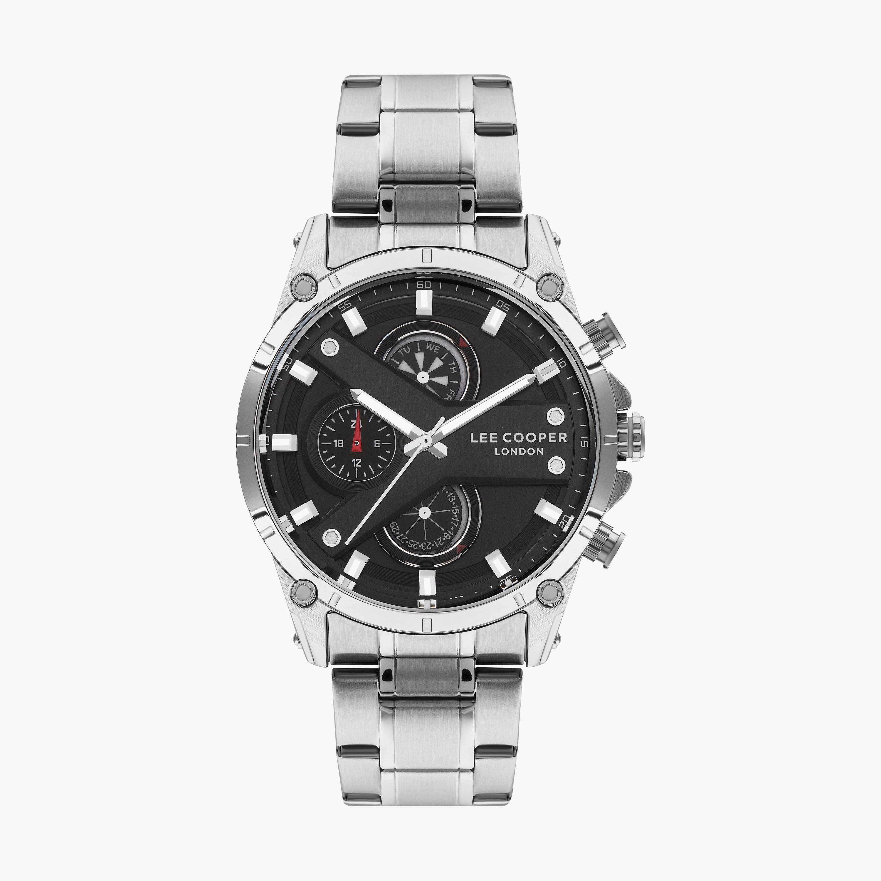 ساعة كرونوغراف بسوار ستانلس ستيل بلون فضي للرجال من لي كوبر | LC07637.350-men-watchesandjewellery-watches-image-1