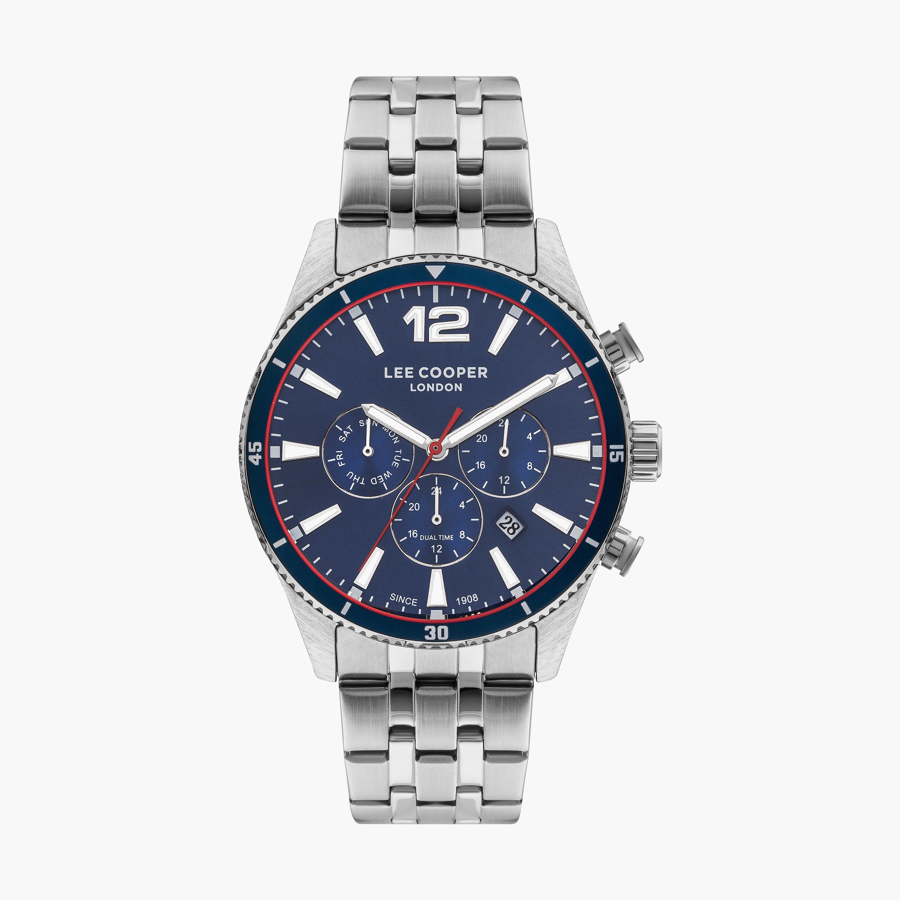 ساعة كرونوغراف بسوار ستانلس ستيل بلون فضي للرجال من لي كوبر | LC07641.390-men-watchesandjewellery-watches-image-1