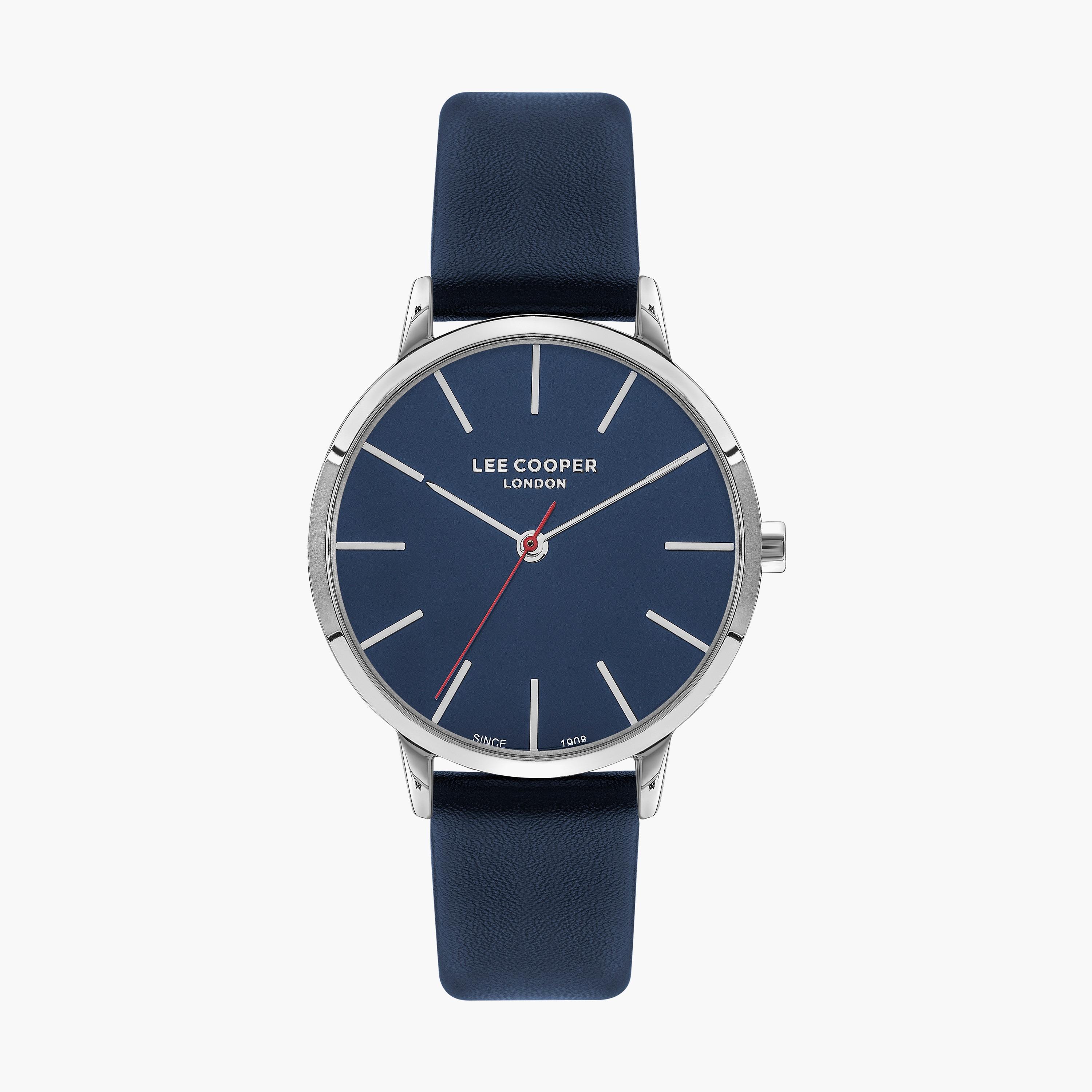 ساعة أنالوج بسوار جلدي بلون أزرق للنساء من لي كوبر | LC07646.399-women-watchesandjewellery-watches-image-1
