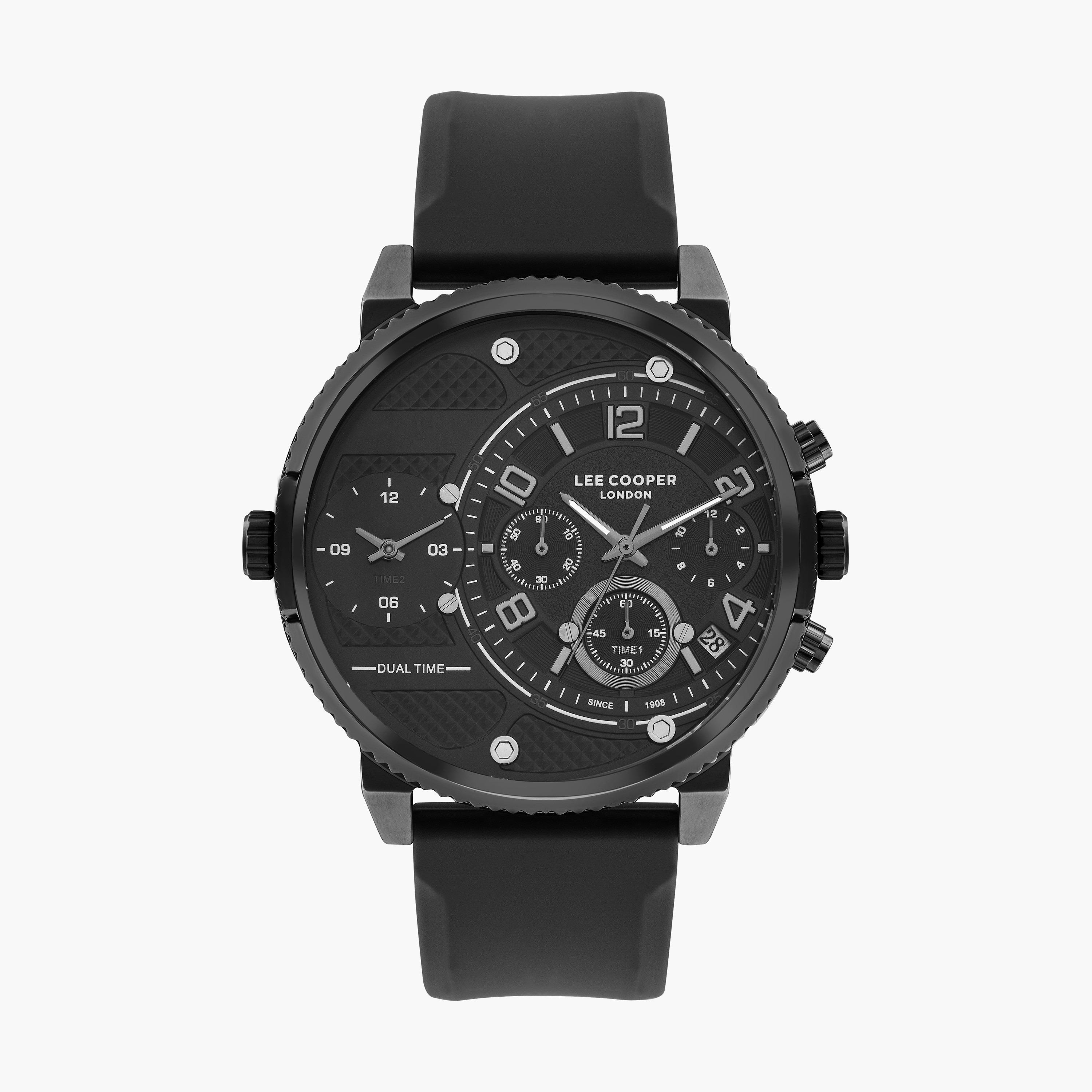 ساعة كرونوغراف بسوار سليكون بلون رمادي للرجال من لي كوبر | LC07650.651-men-watchesandjewellery-watches-image-1
