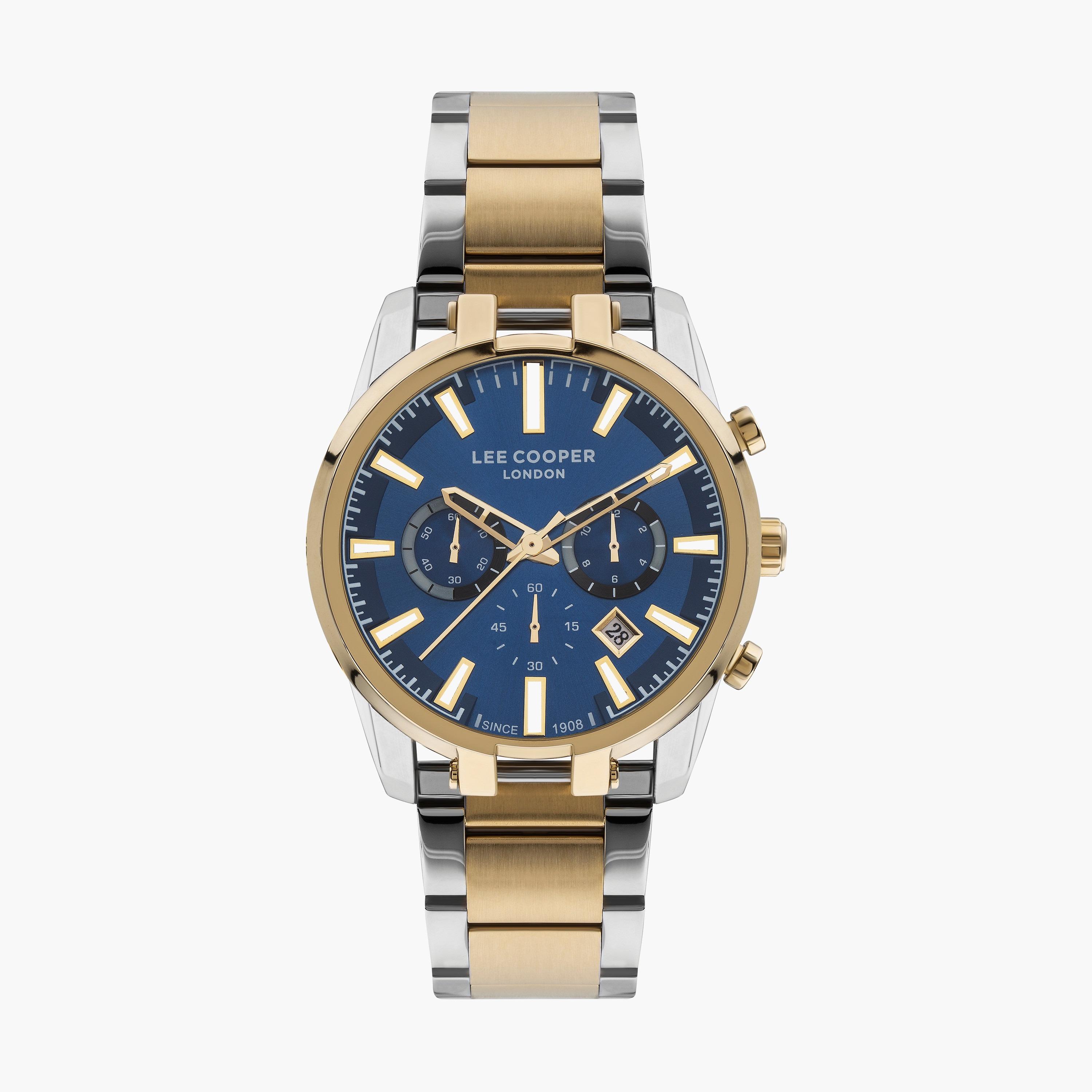 ساعة كرونوغراف بسوار ستانلس ستيل بلون فضي وذهبي للرجال من لي كوبر | LC07651.290-men-watchesandjewellery-watches-image-1