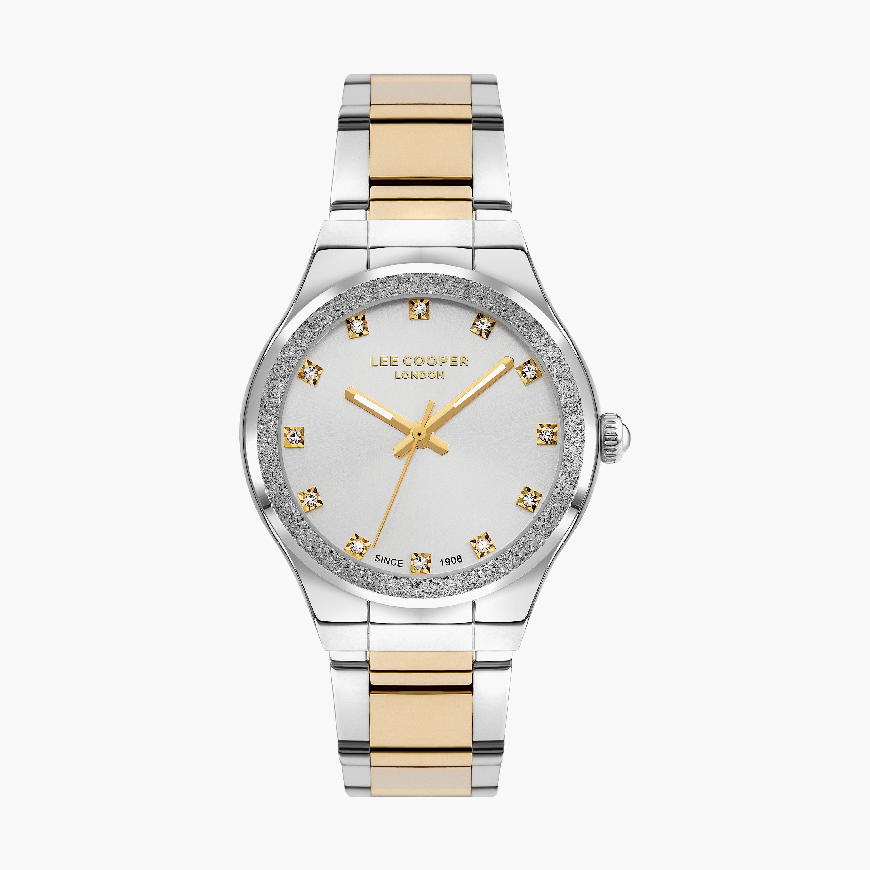 ساعة انالوج بسوار ستانلس ستيل بلون فضي وذهبي للنساء من لي كوبر | LC07678.230-women-watchesandjewellery-watches-image-1