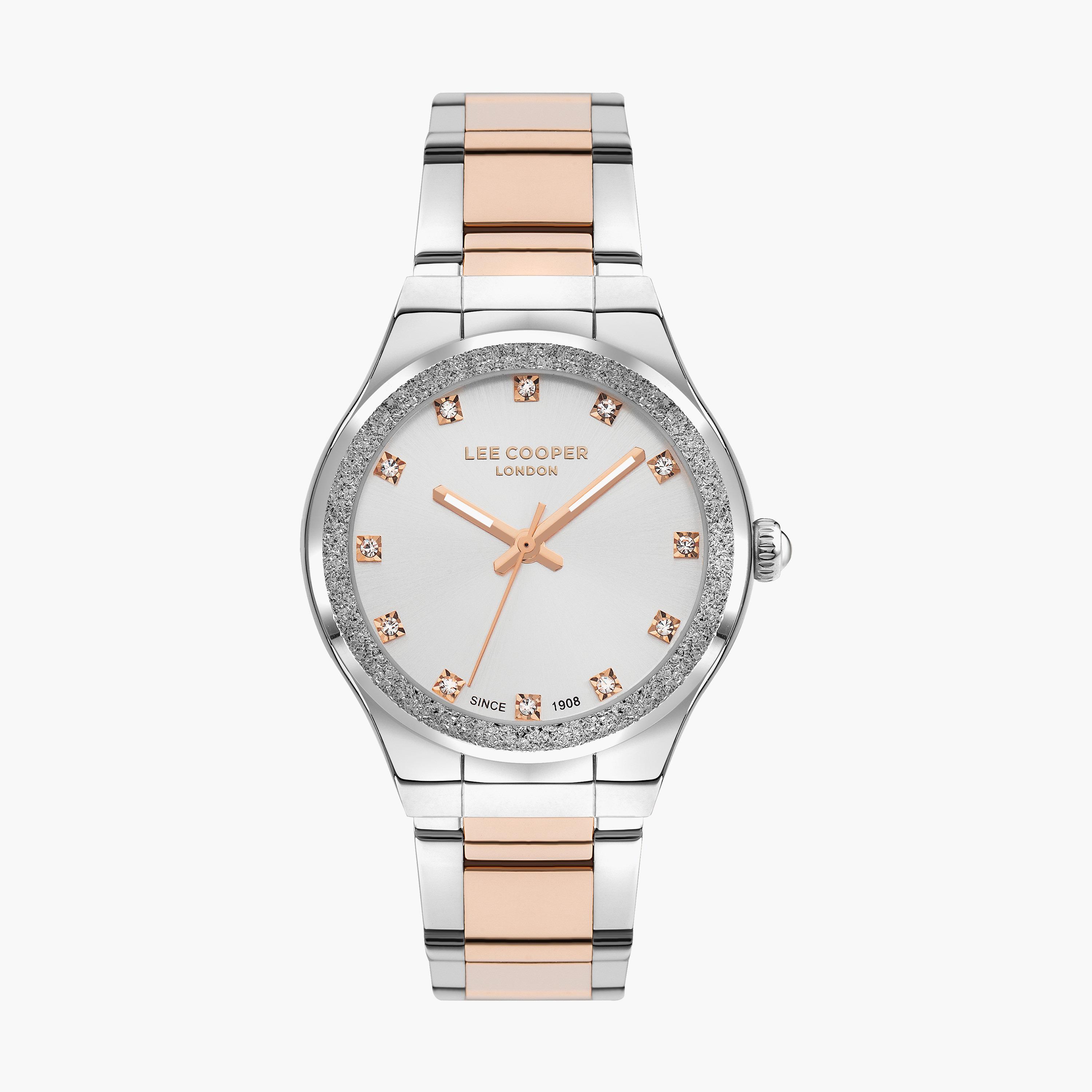 ساعة انالوج بسوار ستانلس ستيل بلون فضي و وردي للنساء من لي كوبر | LC07678.530-women-watchesandjewellery-watches-image-1