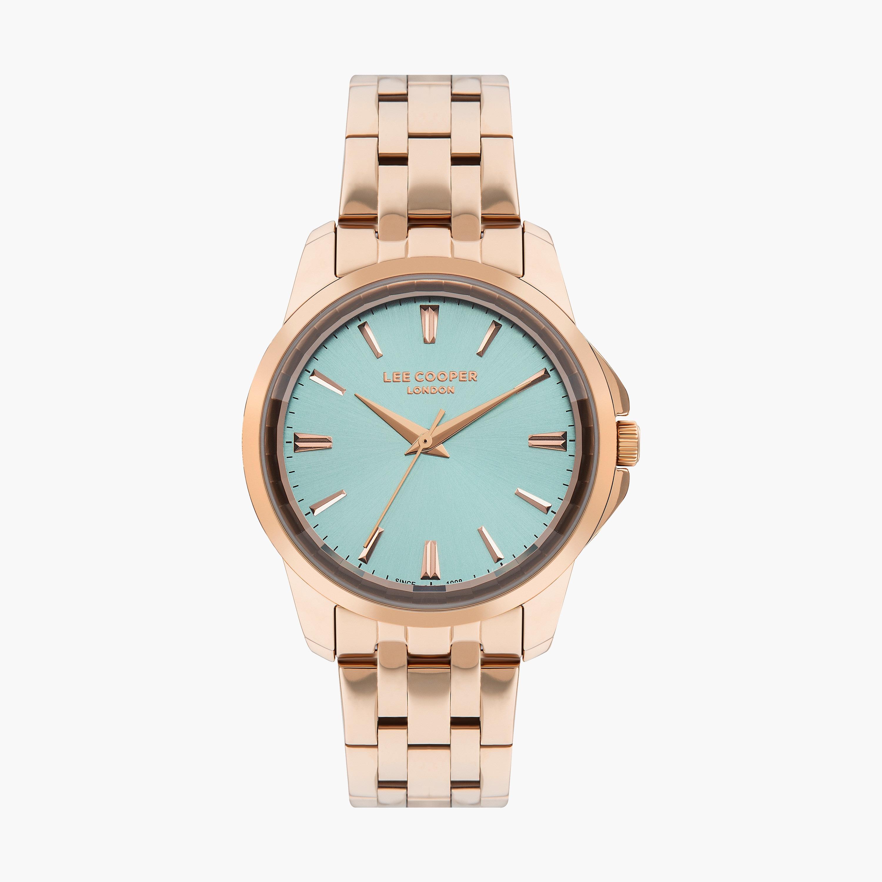 ساعة انالوج بسوار ستانلس ستيل بلون ذهبي وردي للنساء من لي كوبر | LC07683.470-women-watchesandjewellery-watches-image-1