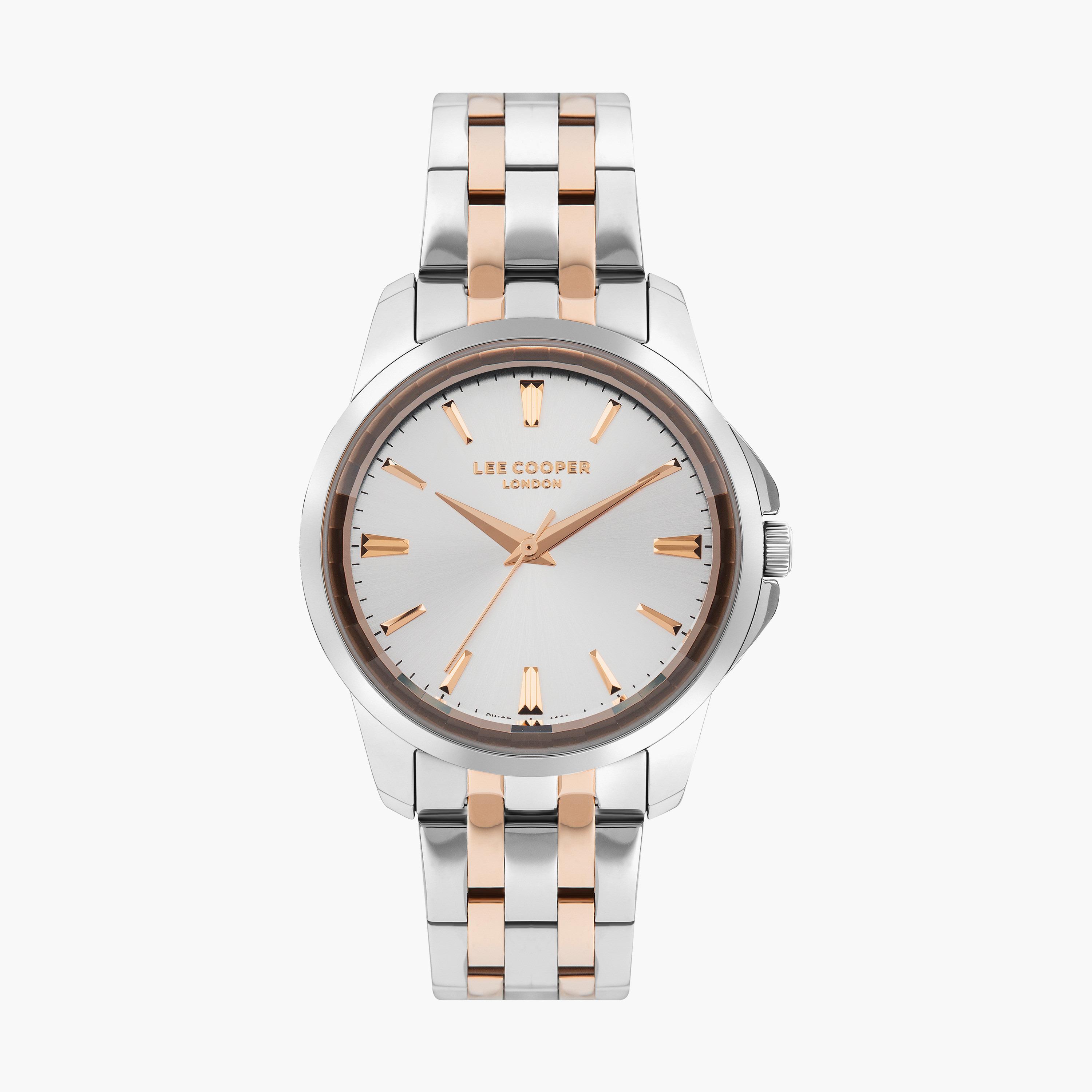 ساعة انالوج بسوار ستانلس ستيل بلون فضي و وردي للنساء من لي كوبر | LC07683.530-women-watchesandjewellery-watches-image-1