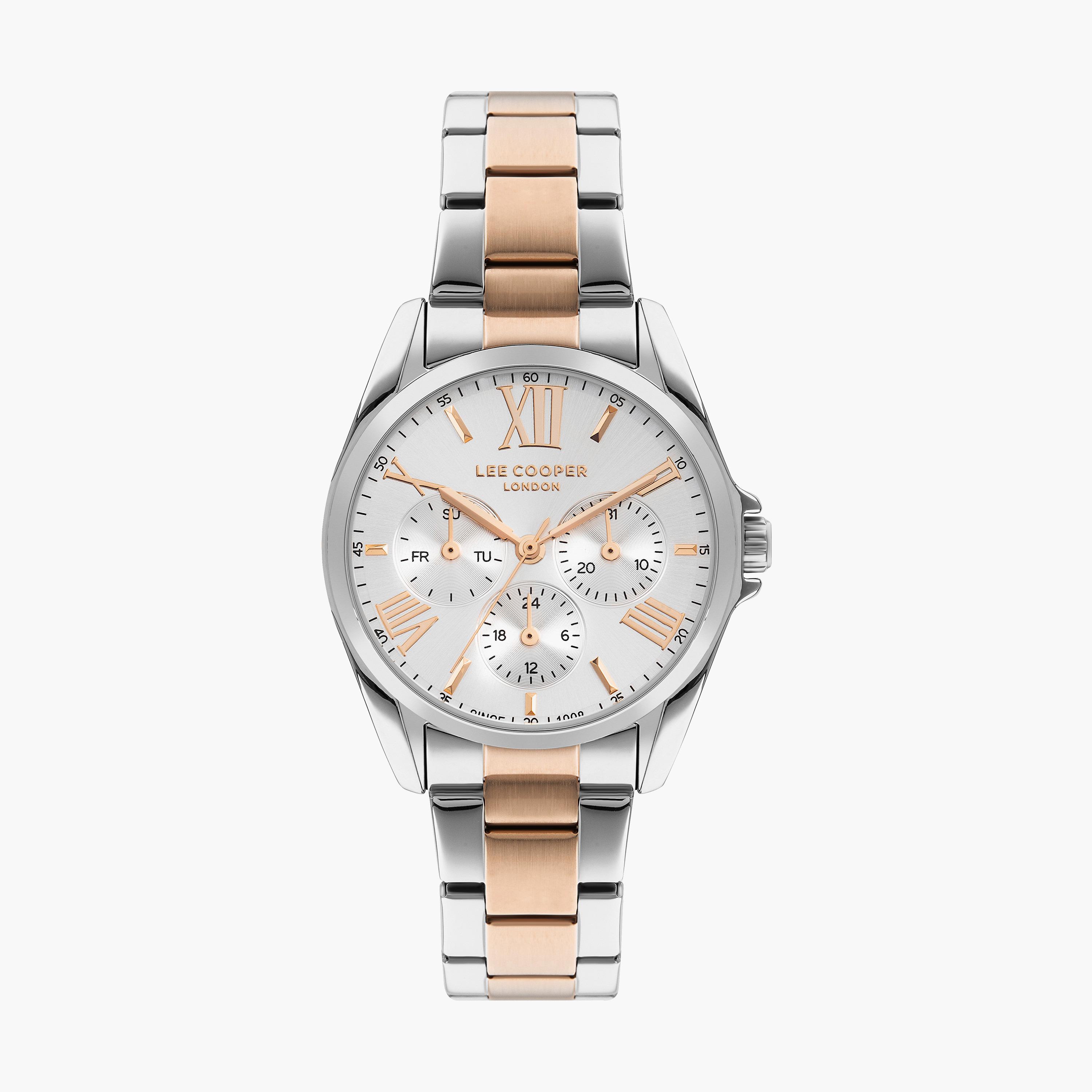ساعة انالوج بسوار ستانلس ستيل بلون فضي و وردي للنساء من لي كوبر | LC07685.530-women-watchesandjewellery-watches-image-1