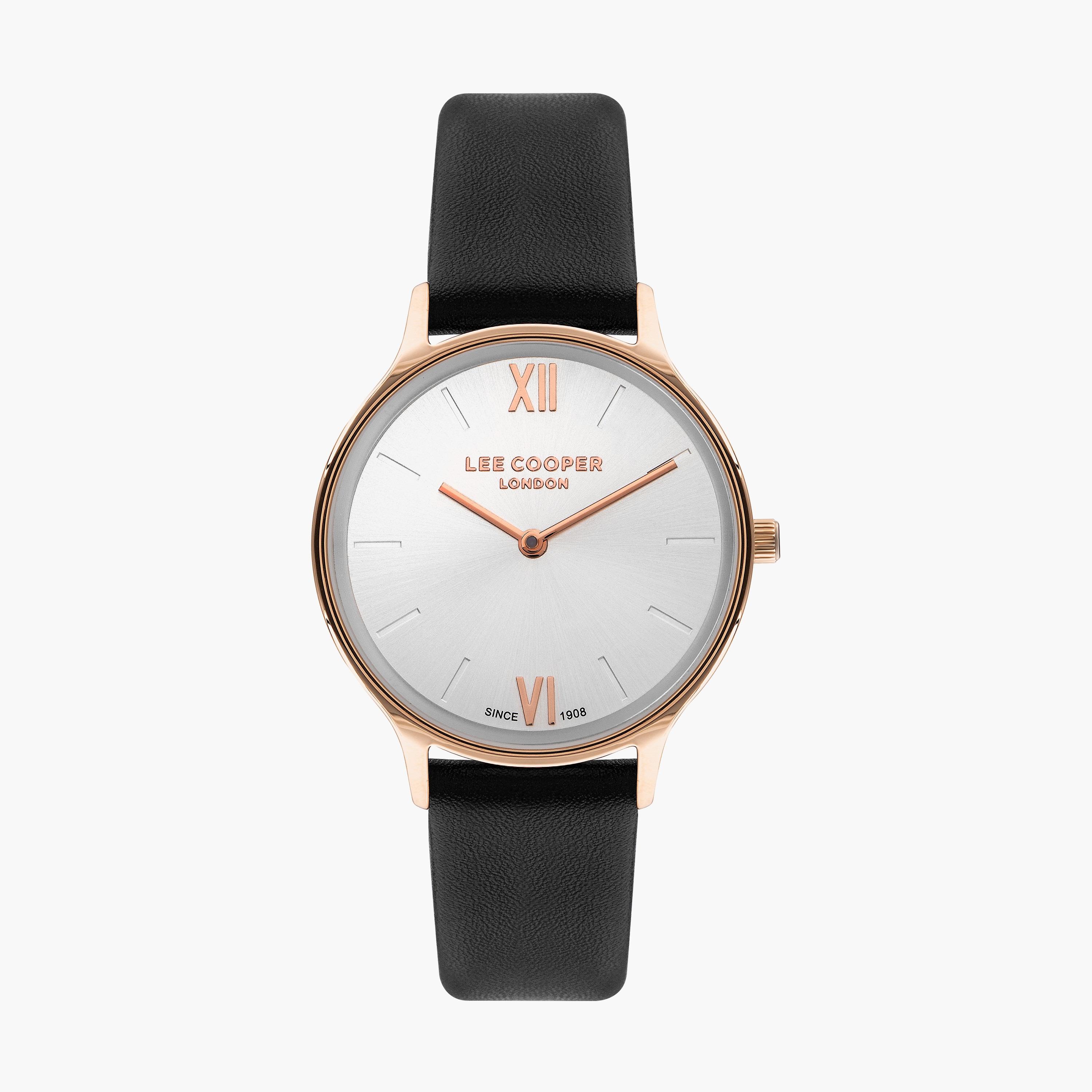 ساعة أنالوج بسوار جلدي بلون أسود للنساء من لي كوبر | LC07712.431-women-watchesandjewellery-watches-image-1