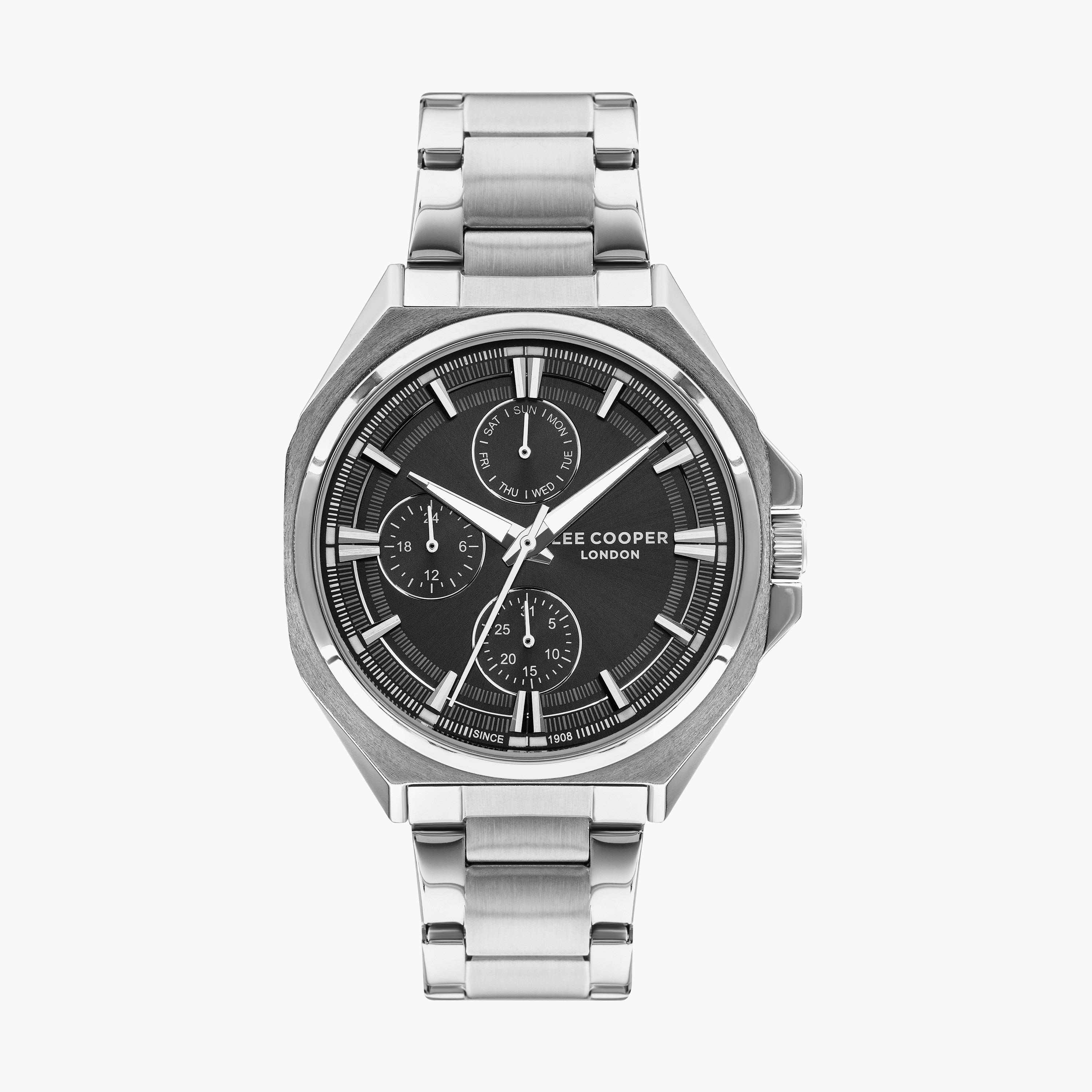 ساعة انالوج بسوار ستانلس ستيل بلون فضي للرجال من لي كوبر | LC07716.350-men-watchesandjewellery-watches-image-1
