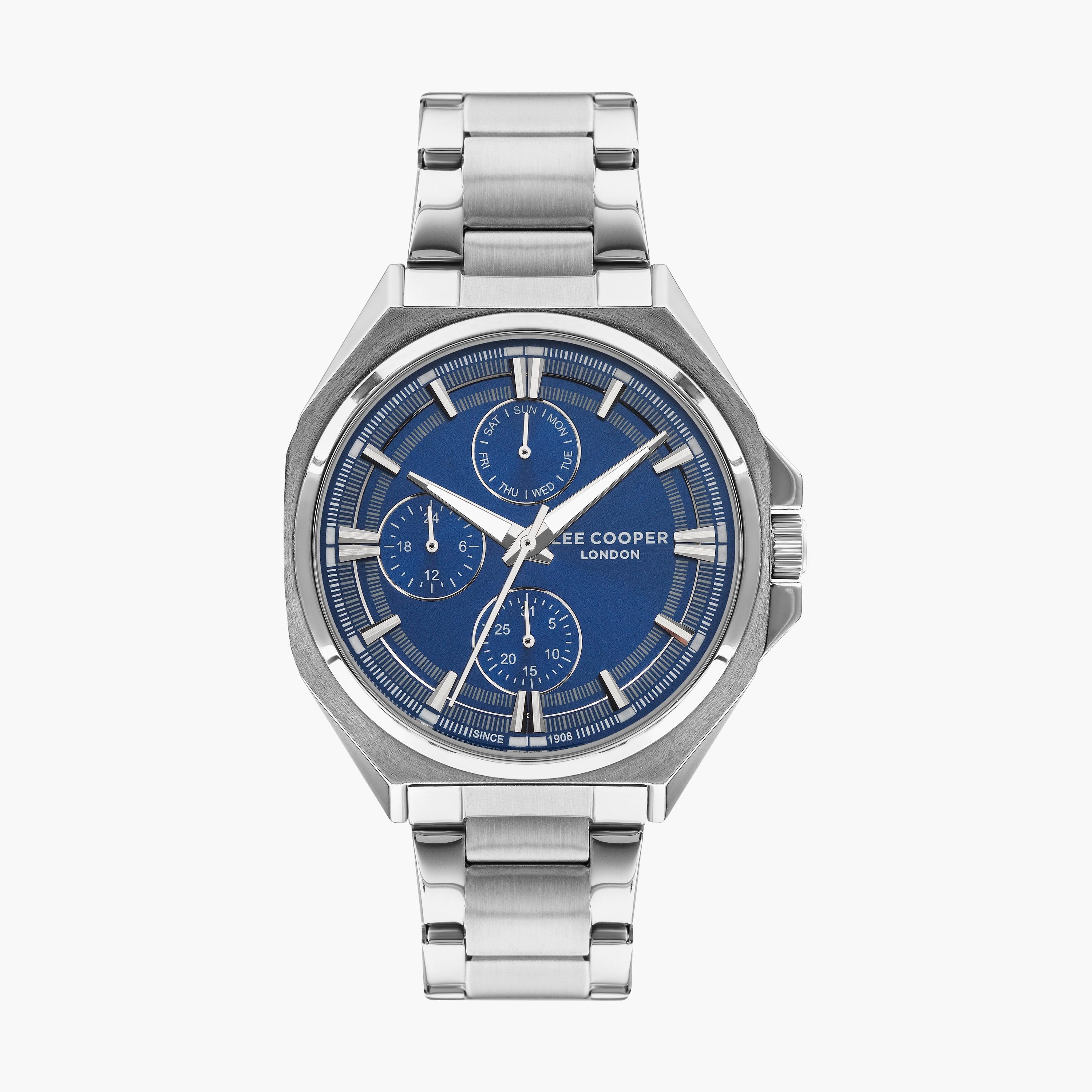 ساعة انالوج بسوار ستانلس ستيل بلون فضي للرجال من لي كوبر | LC07716.390-men-watchesandjewellery-watches-image-1