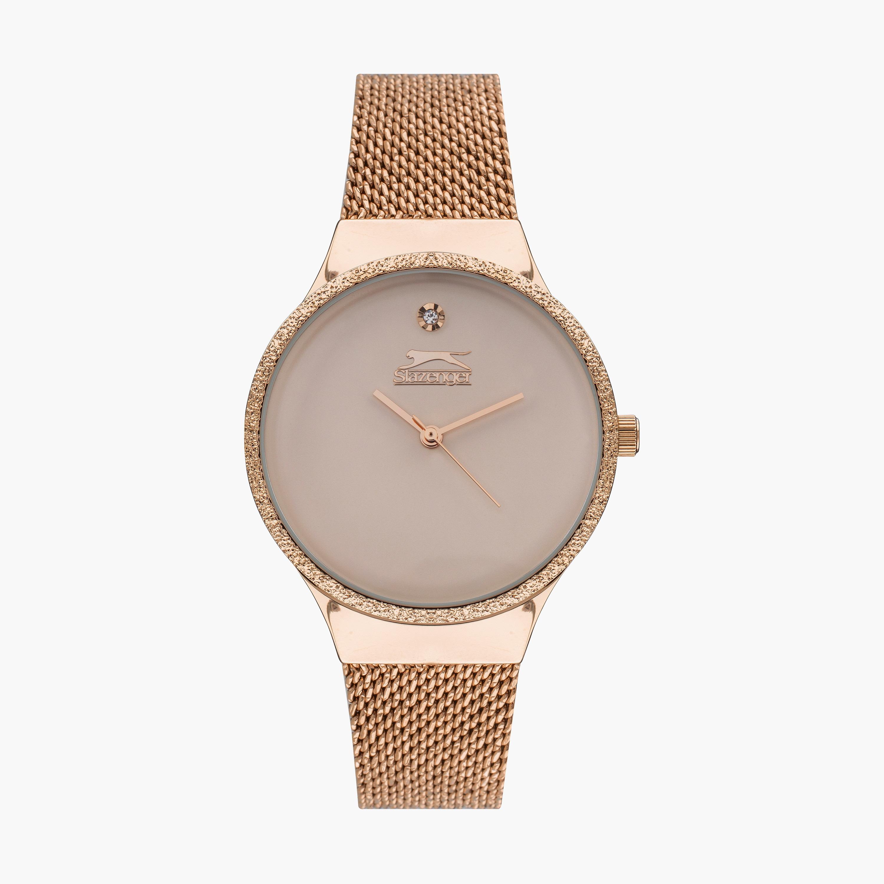 ساعة أنالوج بسوار شبكي بلون ذهبي وردي للنساء من سلازينجر | SL.9.2015.3.02-women-watchesandjewellery-watches-image-1