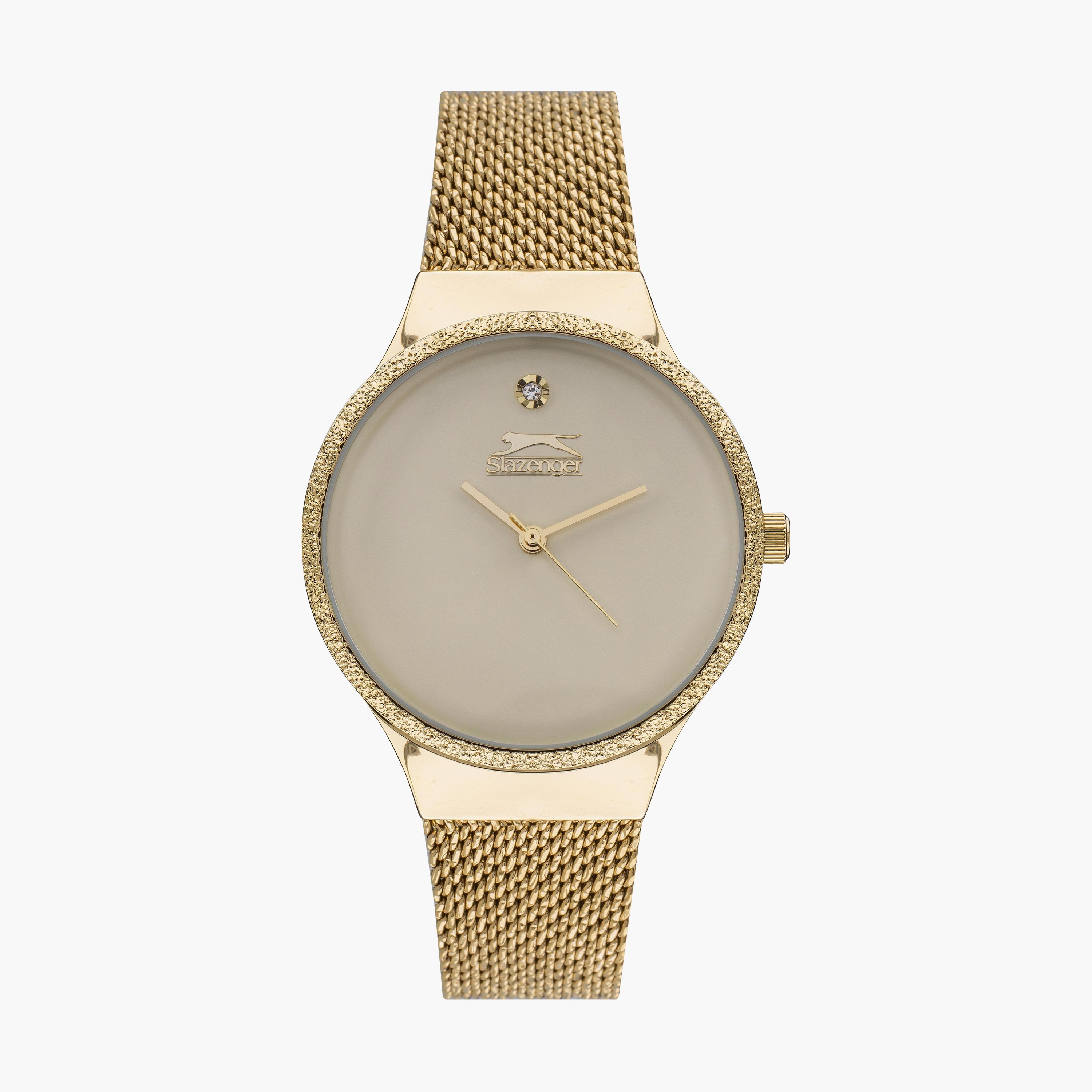 ساعة أنالوج بسوار شبكي بلون ذهبي للنساء من سلازينجر | SL.9.2015.3.03-women-watchesandjewellery-watches-image-1
