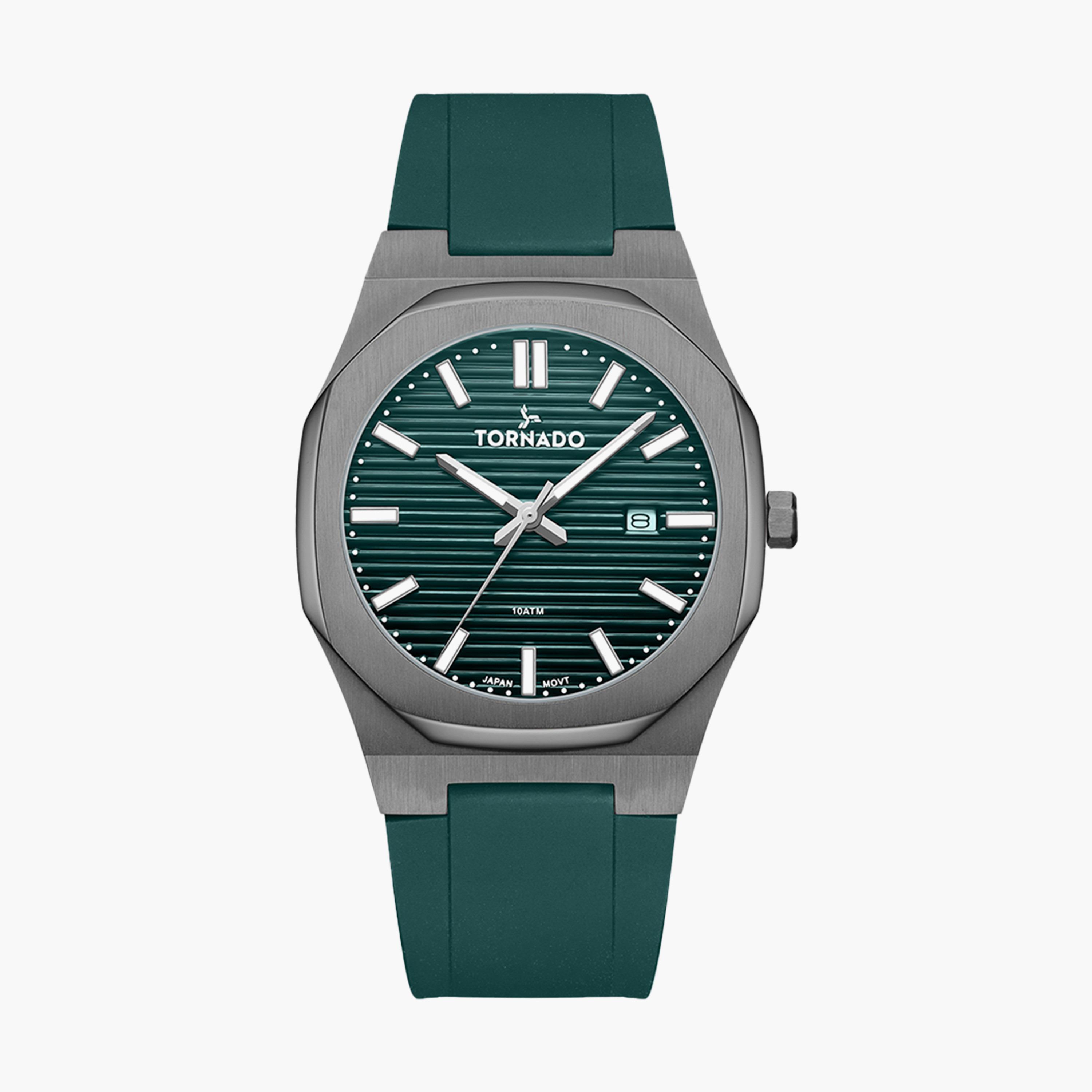 ساعة انالوج للرجال بسوار سليكون بلون أخضر من تورنيدو | T22002-XSGG-men-watchesandjewellery-watches-image-1