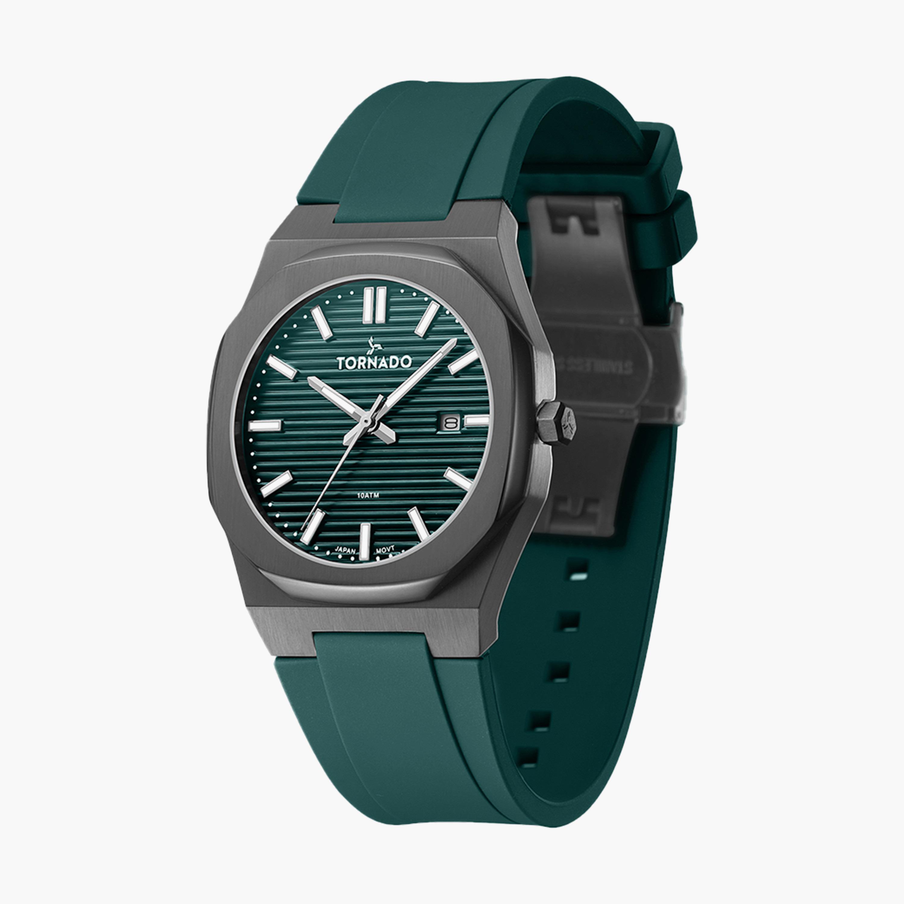 ساعة انالوج للرجال بسوار سليكون بلون أخضر من تورنيدو | T22002-XSGG-men-watchesandjewellery-watches-image-2