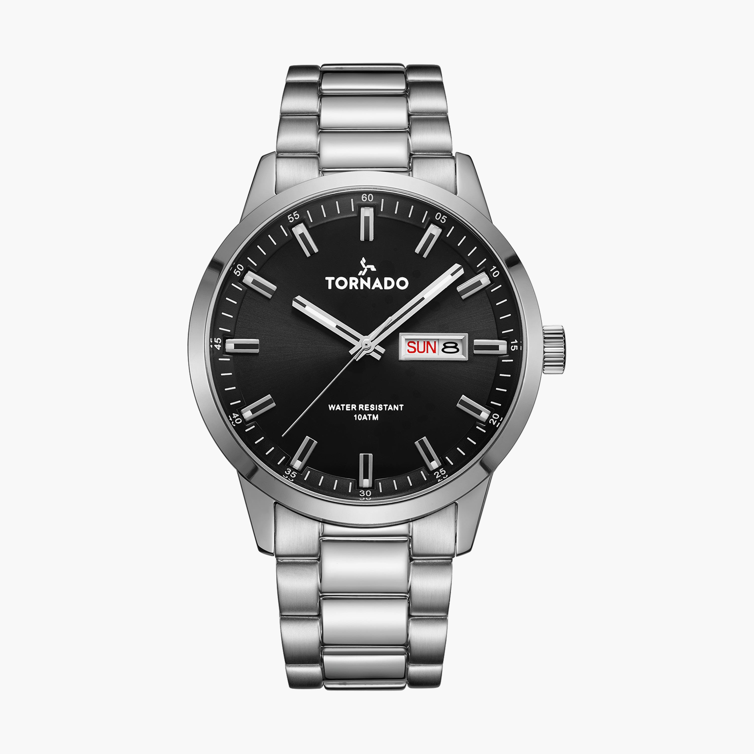 ساعة انالوج بسوار ستانلس ستيل بلون فضي للرجال من تورنيدو | T23001-SBSB-men-watchesandjewellery-watches-image-1