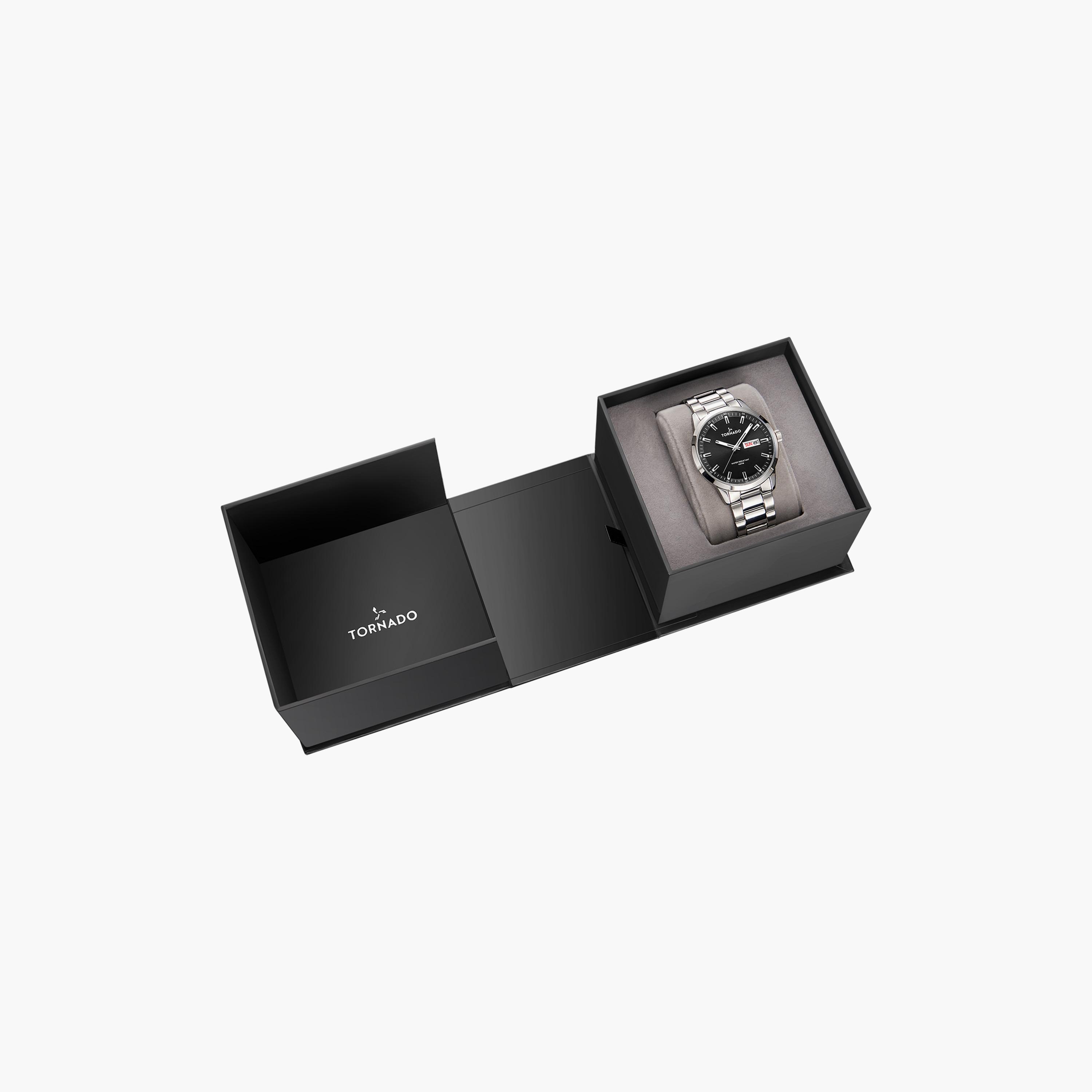 ساعة انالوج بسوار ستانلس ستيل بلون فضي للرجال من تورنيدو | T23001-SBSB-men-watchesandjewellery-watches-image-4