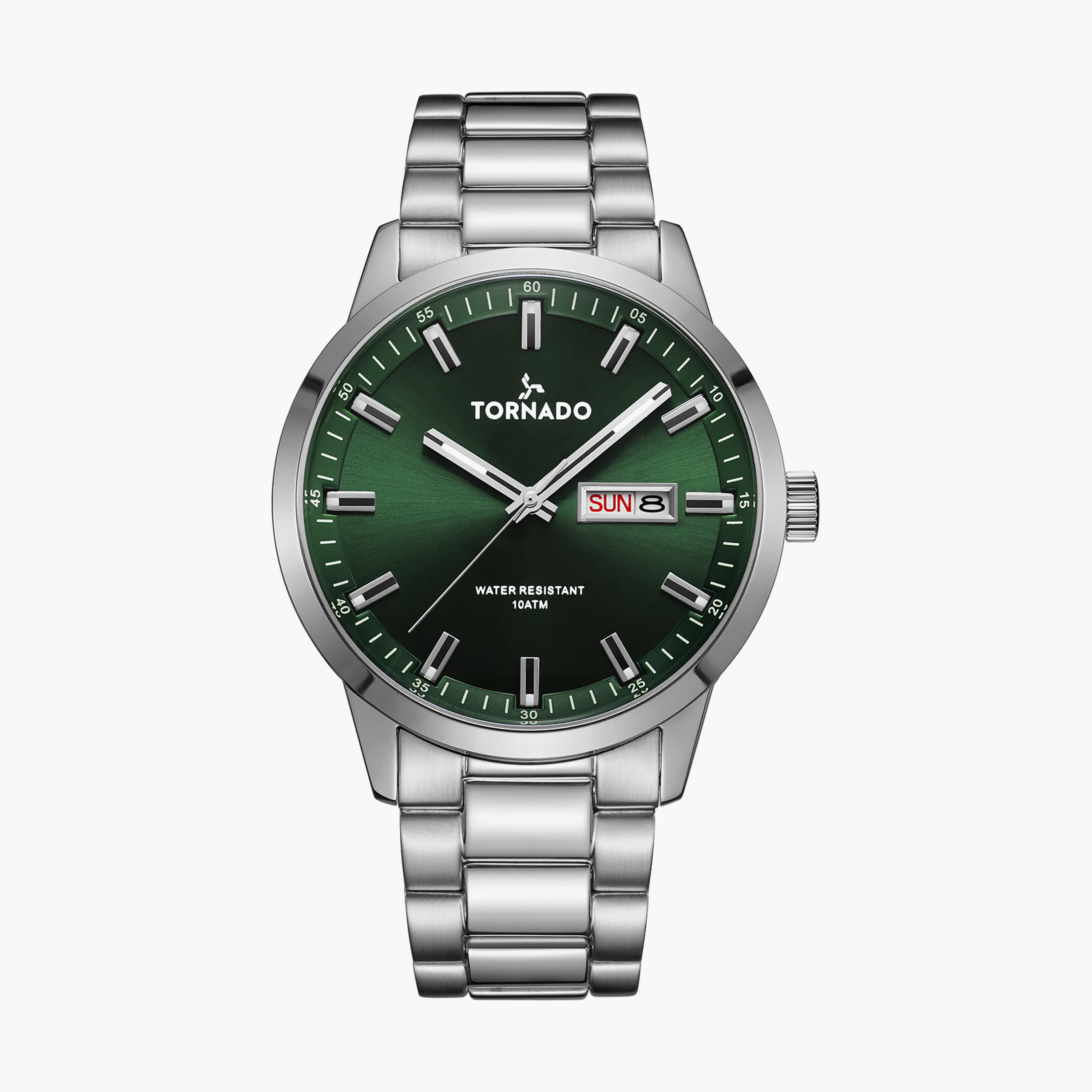 ساعة انالوج بسوار ستانلس ستيل بلون فضي للرجال من تورنيدو | T23001-SBSG-men-watchesandjewellery-watches-image-1