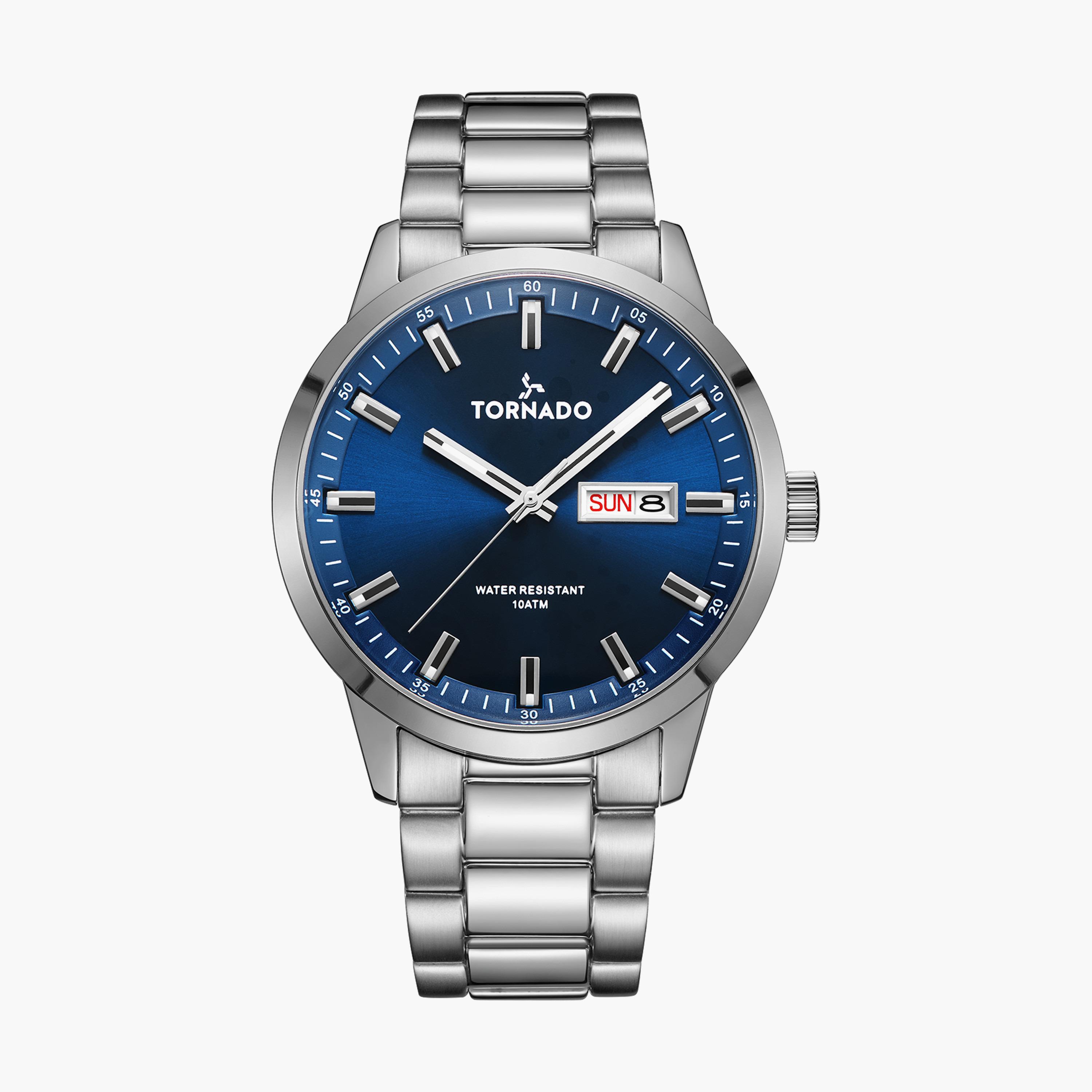 ساعة انالوج بسوار ستانلس ستيل بلون فضي للرجال من تورنيدو | T23001-SBSN-men-watchesandjewellery-watches-image-1
