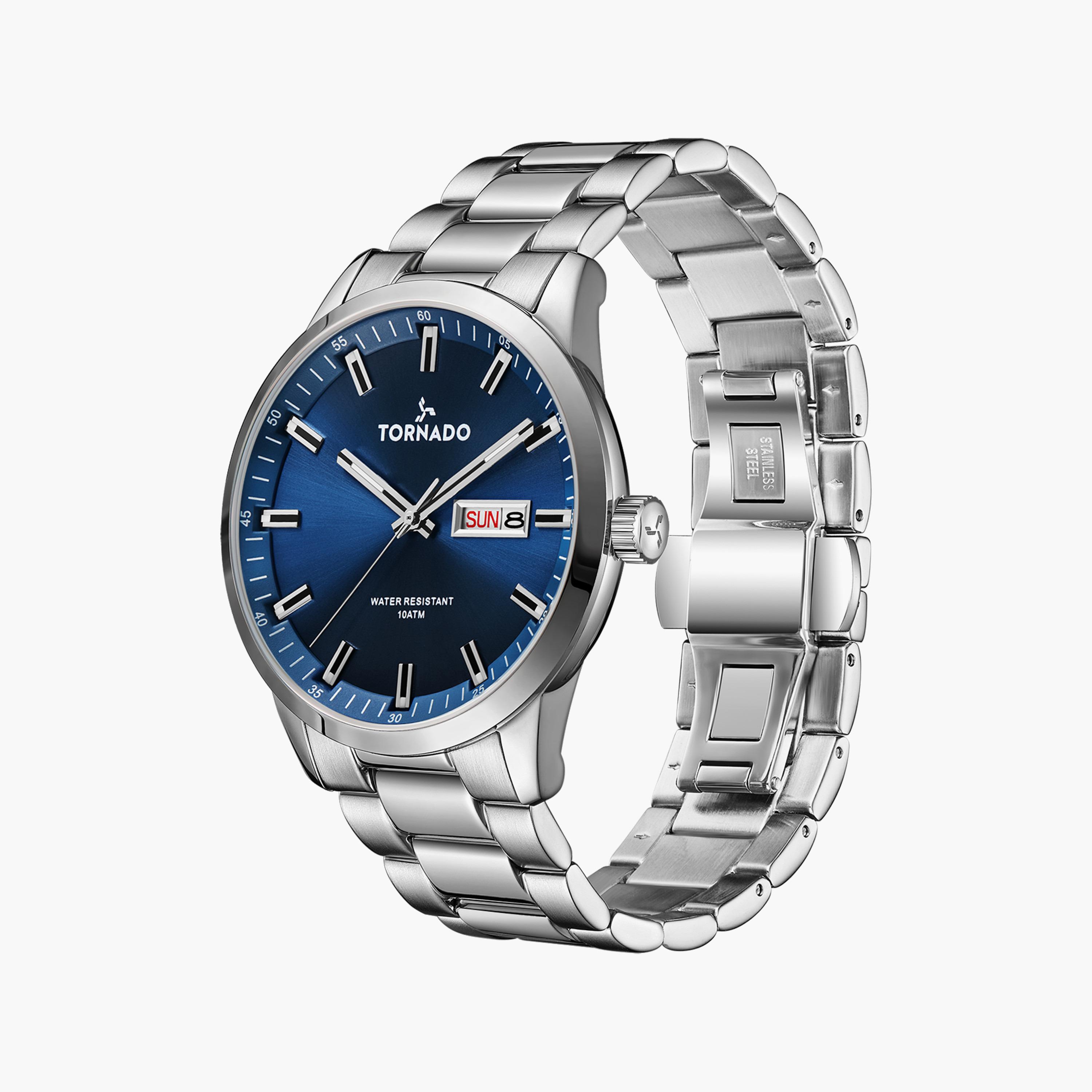 ساعة انالوج بسوار ستانلس ستيل بلون فضي للرجال من تورنيدو | T23001-SBSN-men-watchesandjewellery-watches-image-2