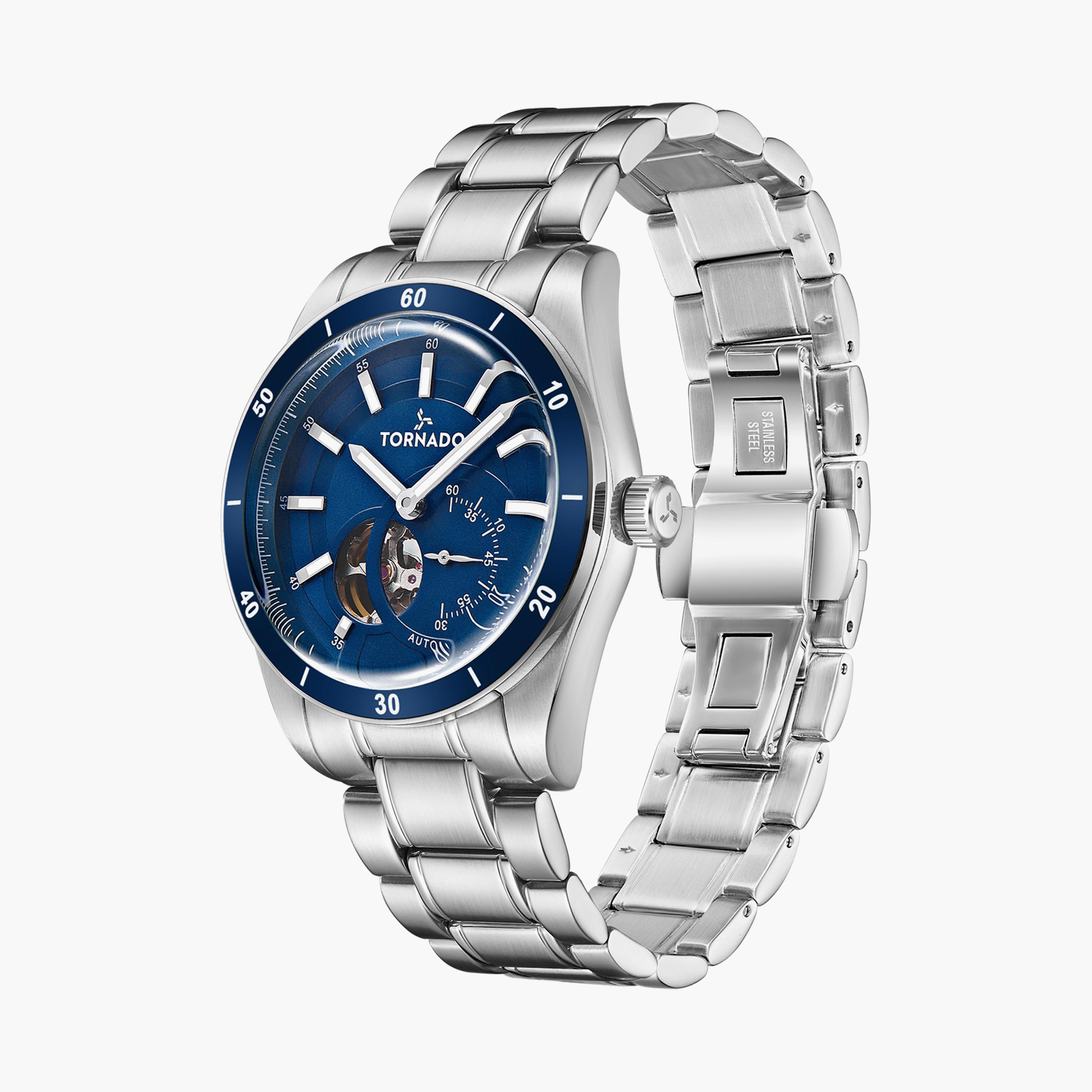 ساعة أوتوماتيك بسوار ستانلس ستيل بلون فضي للرجال من تورنيدو | T23302-SBSN-men-watchesandjewellery-watches-image-2