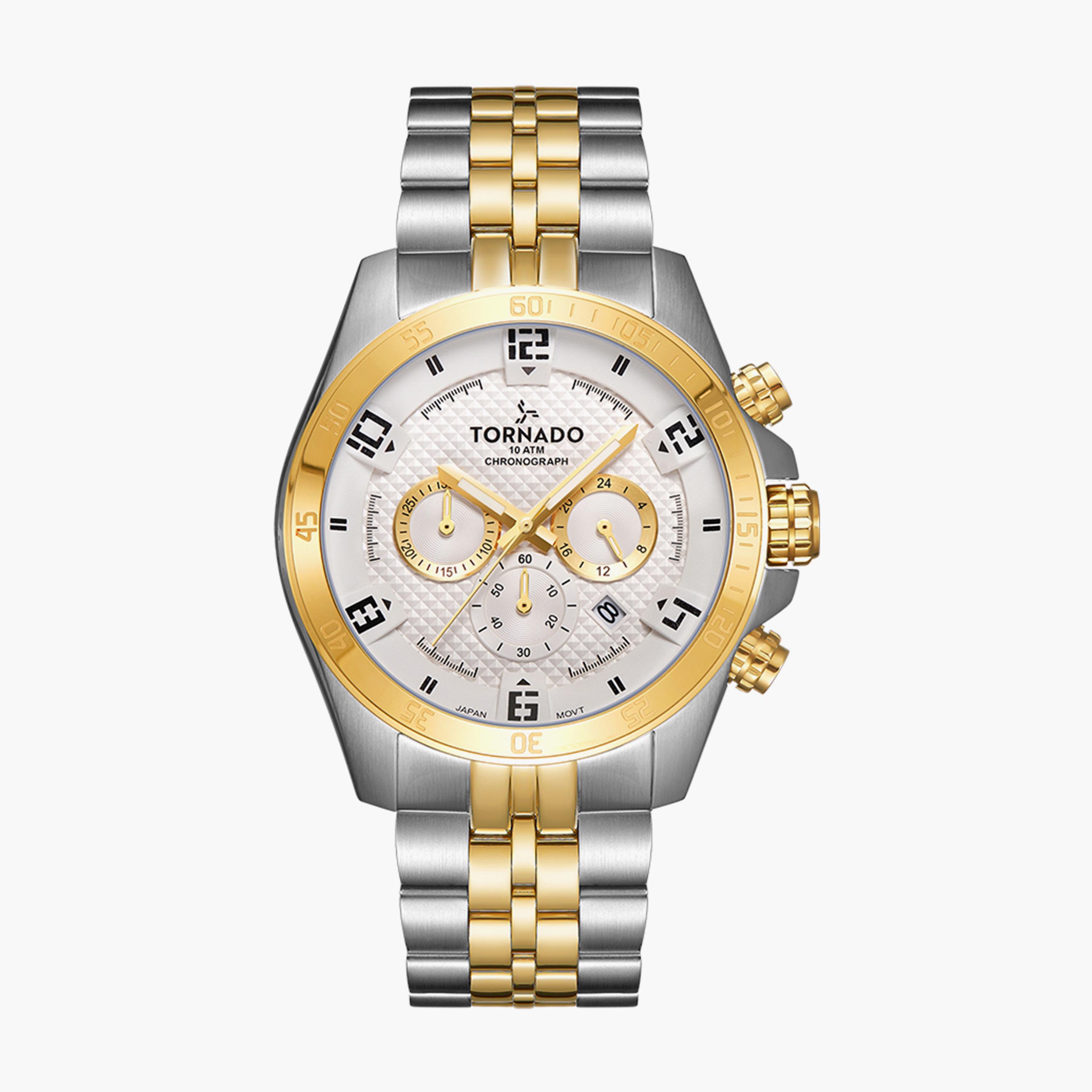 Tornado Men's Silver & Gold Chronograph Stainless Steel Strap Watch | T3149B-TBTW-men-watchesandjewellery-watches-image-1