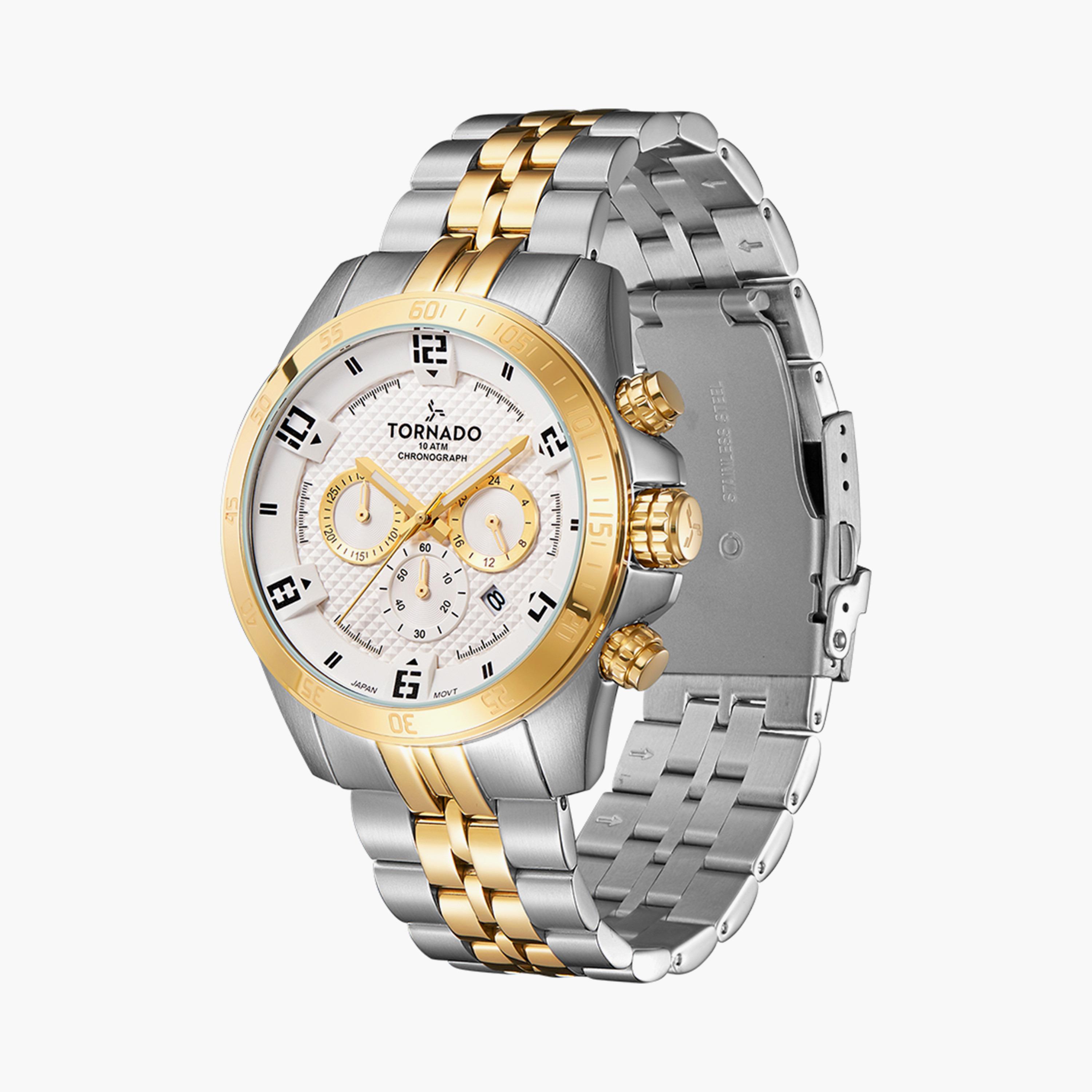 Tornado Men's Silver & Gold Chronograph Stainless Steel Strap Watch | T3149B-TBTW-men-watchesandjewellery-watches-image-2