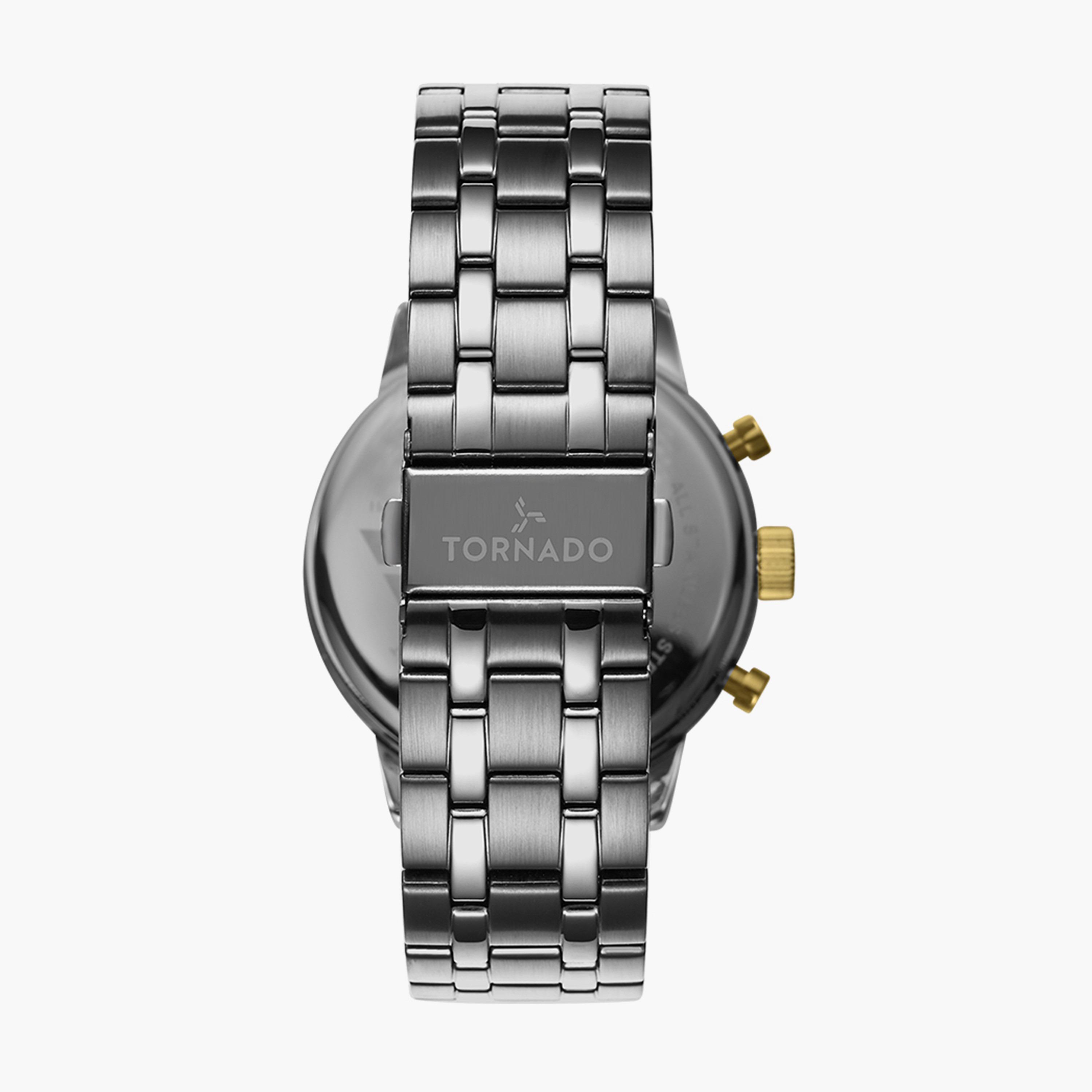ساعة كرونوغراف بسوار ستانلس ستيل بلون فضي للرجال من تورنيدو | T6102-SBSH-men-watchesandjewellery-watches-image-3