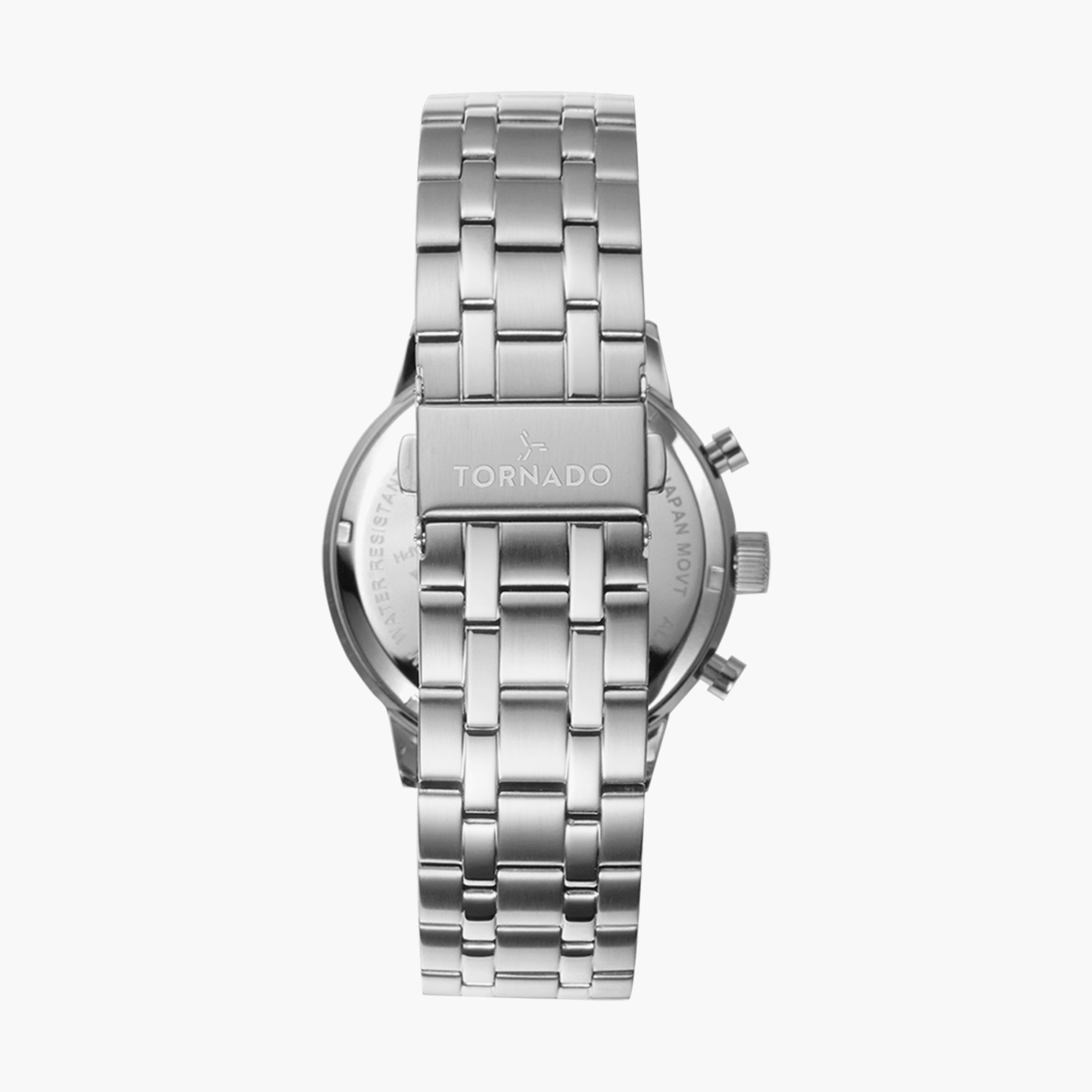 ساعة كرونوغراف بسوار ستانلس ستيل بلون فضي للرجال من تورنيدو | T6102-SBSL-men-watchesandjewellery-watches-image-2