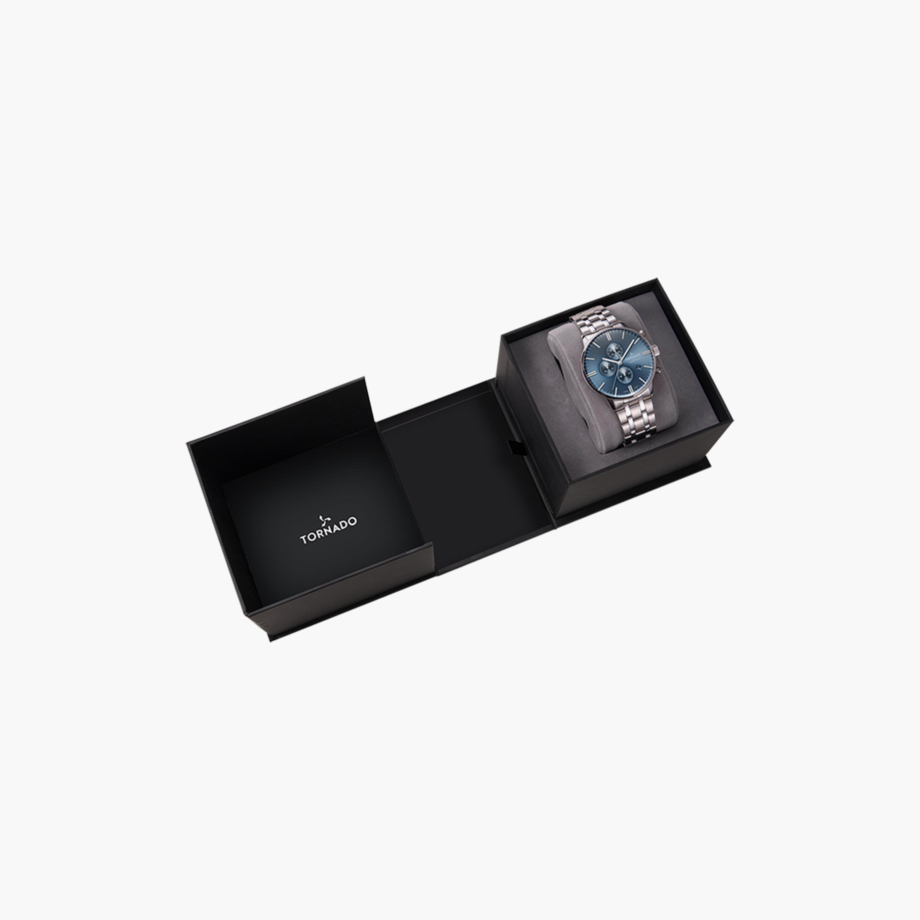 ساعة كرونوغراف بسوار ستانلس ستيل بلون فضي للرجال من تورنيدو | T6102-SBSL-men-watchesandjewellery-watches-image-3