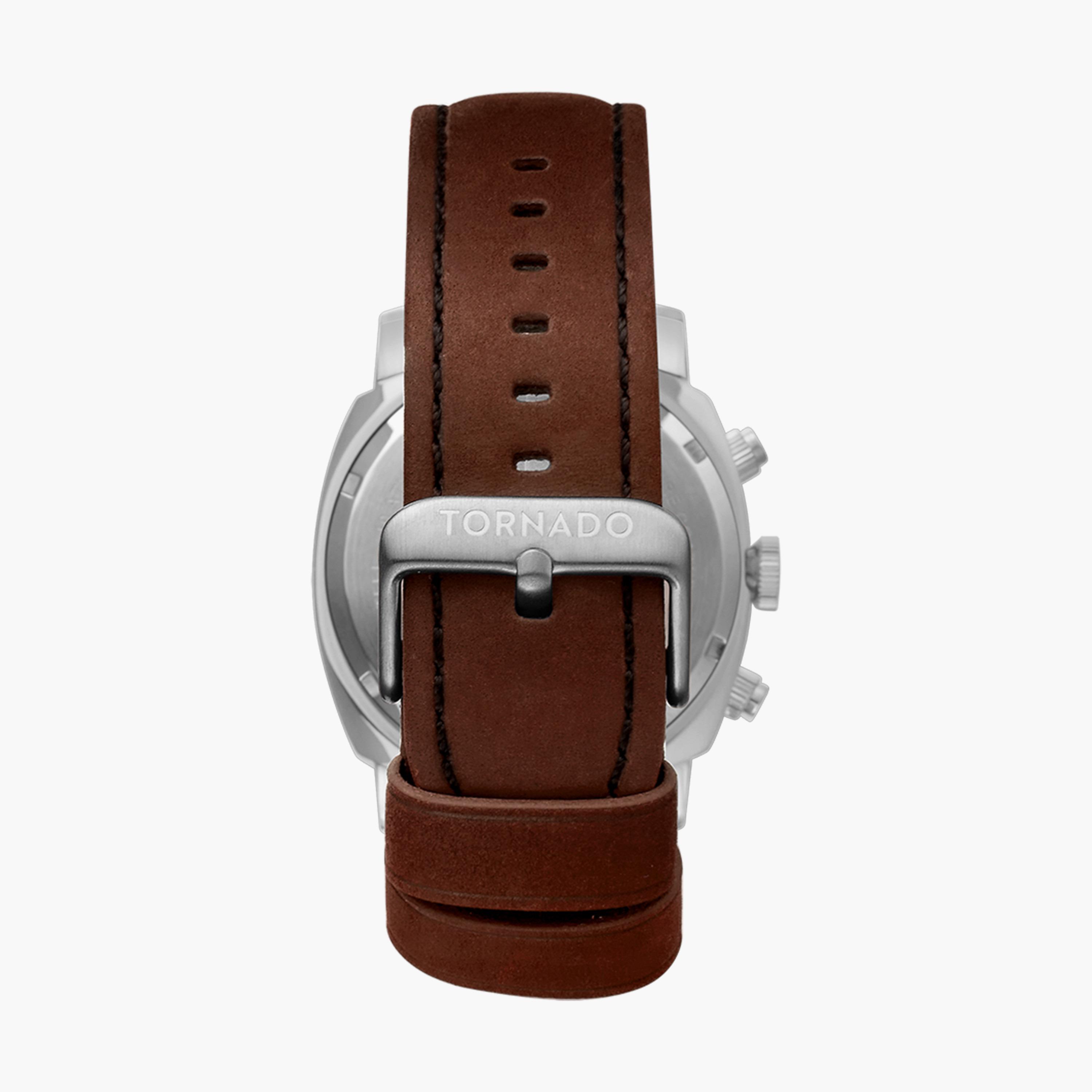 ساعة كرونوغراف بسوار جلدي بلون بني للرجال من تورنيدو | T9102-SLDH-men-watchesandjewellery-watches-image-2