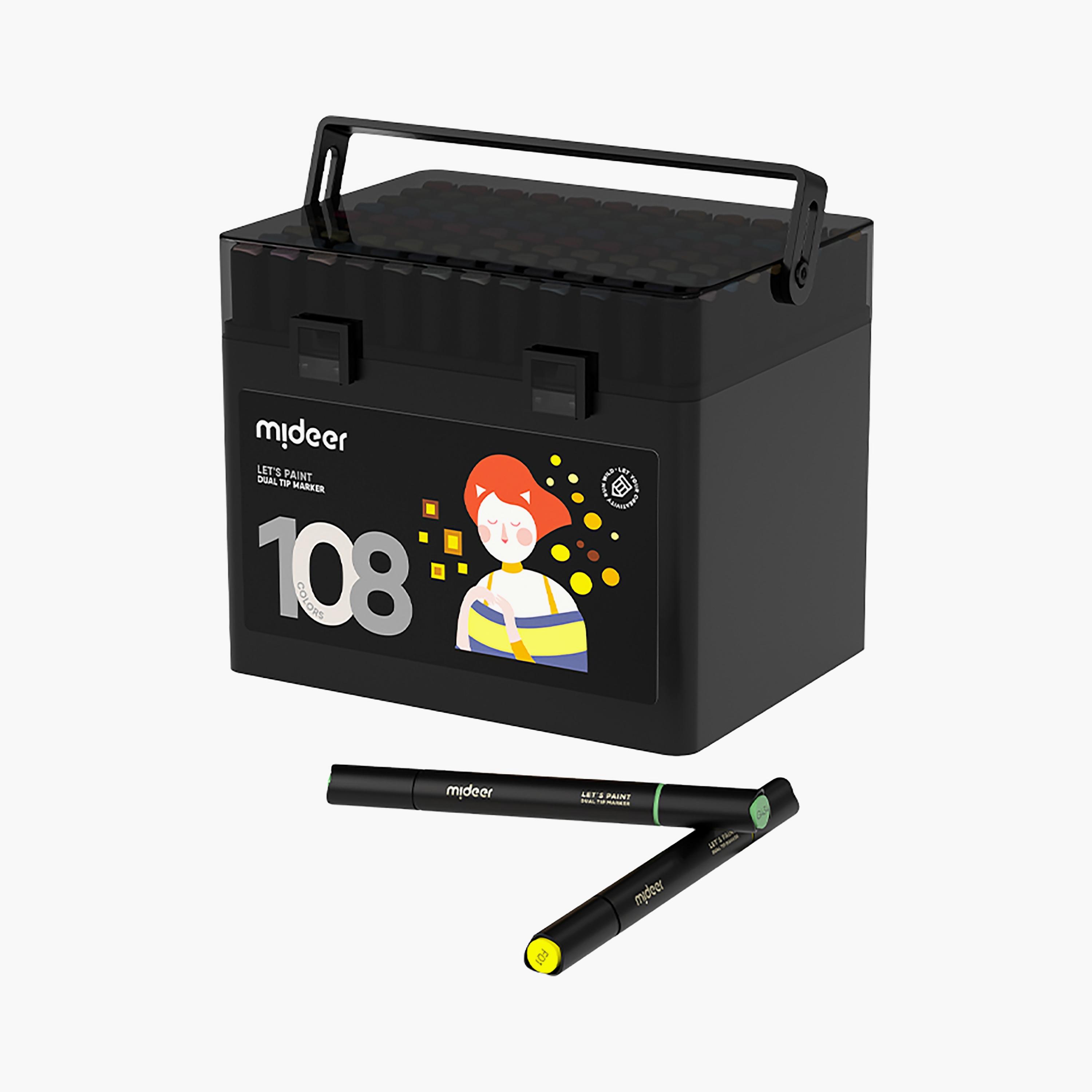 Mideer Oil Based Dual Tip Markers, 108 Colors-school-stationery-sets-image-1