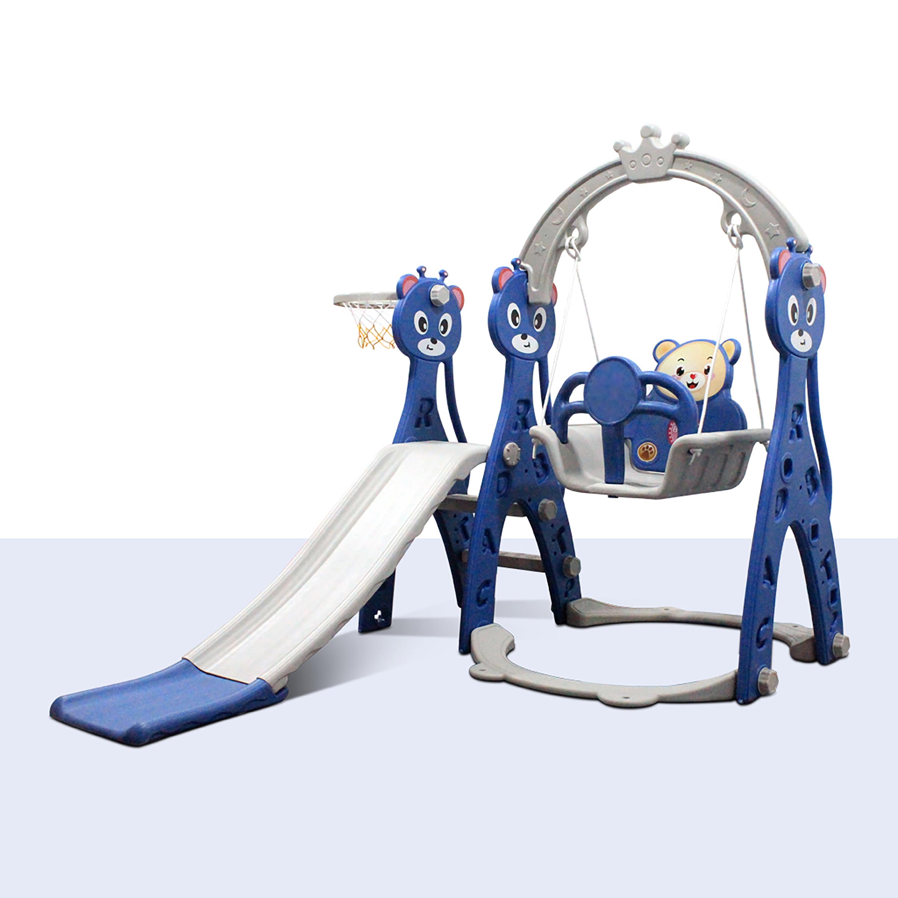 Lovely Baby Slide & Swing Set with Basketball Hoop, Blue-toys-outdoor-slidesandswings-image-1
