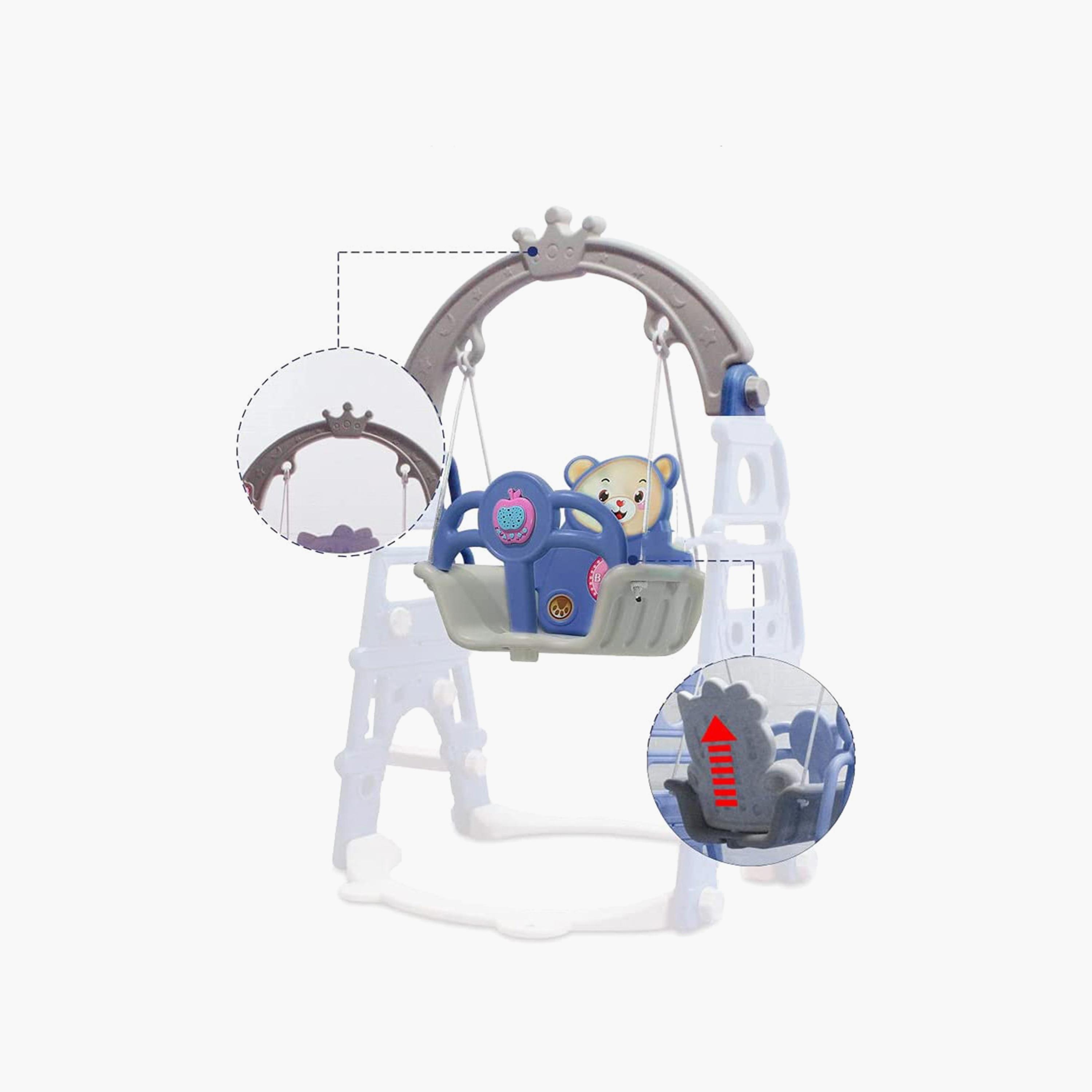 Lovely Baby Slide & Swing Set with Basketball Hoop, Blue-toys-outdoor-slidesandswings-image-2