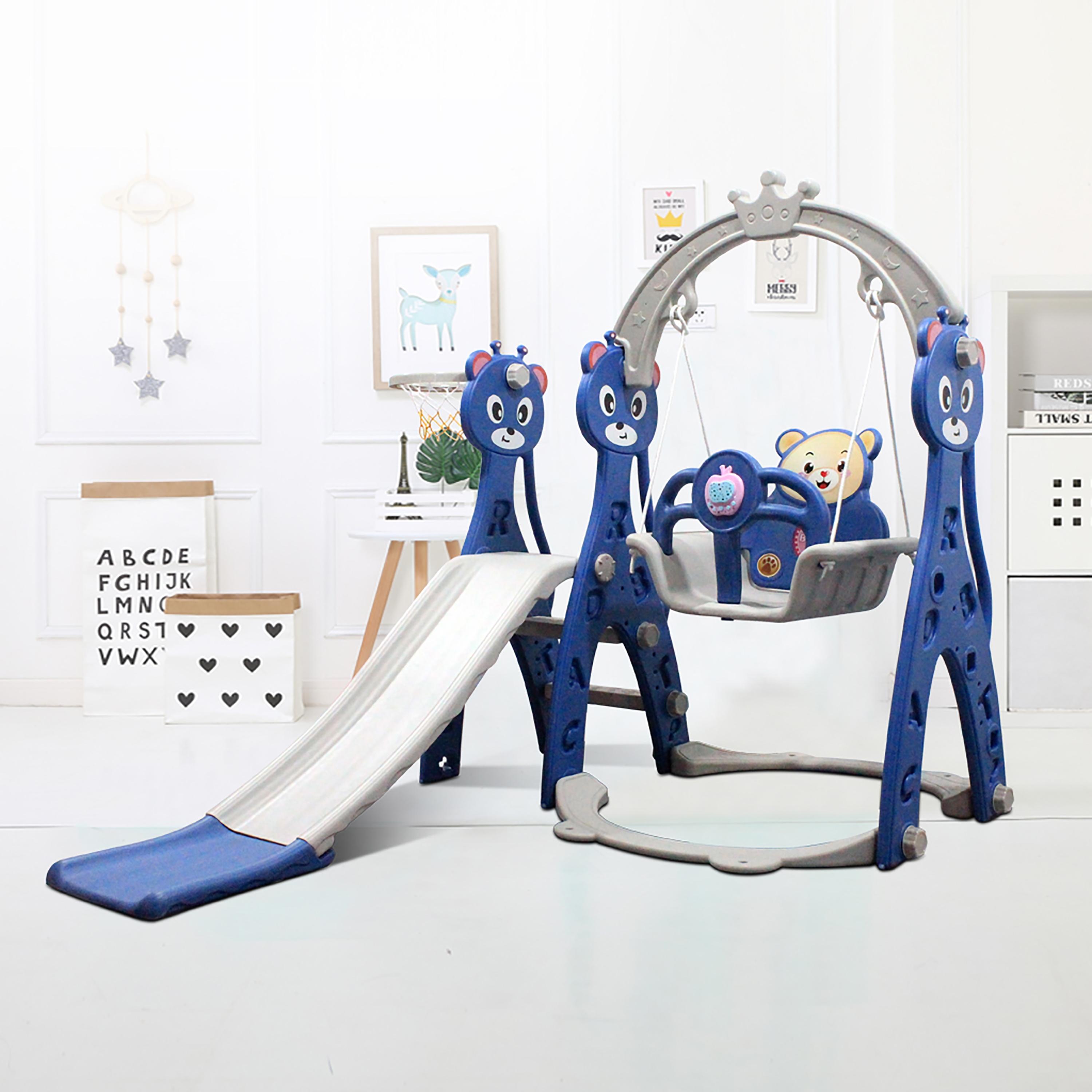 Lovely Baby Slide & Swing Set with Basketball Hoop, Blue-toys-outdoor-slidesandswings-image-3
