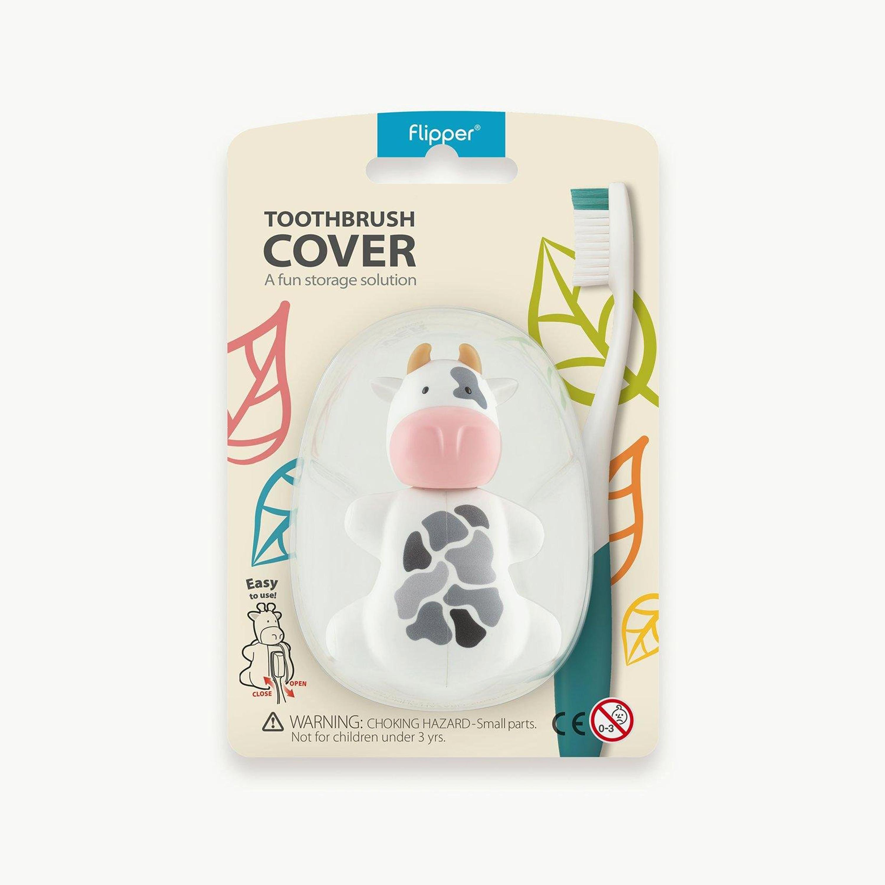 Flipper Fun Animal Toothbrush Holder with Suction Cup for Kids, Cow-baby-bathandcare-oralcare-image-3