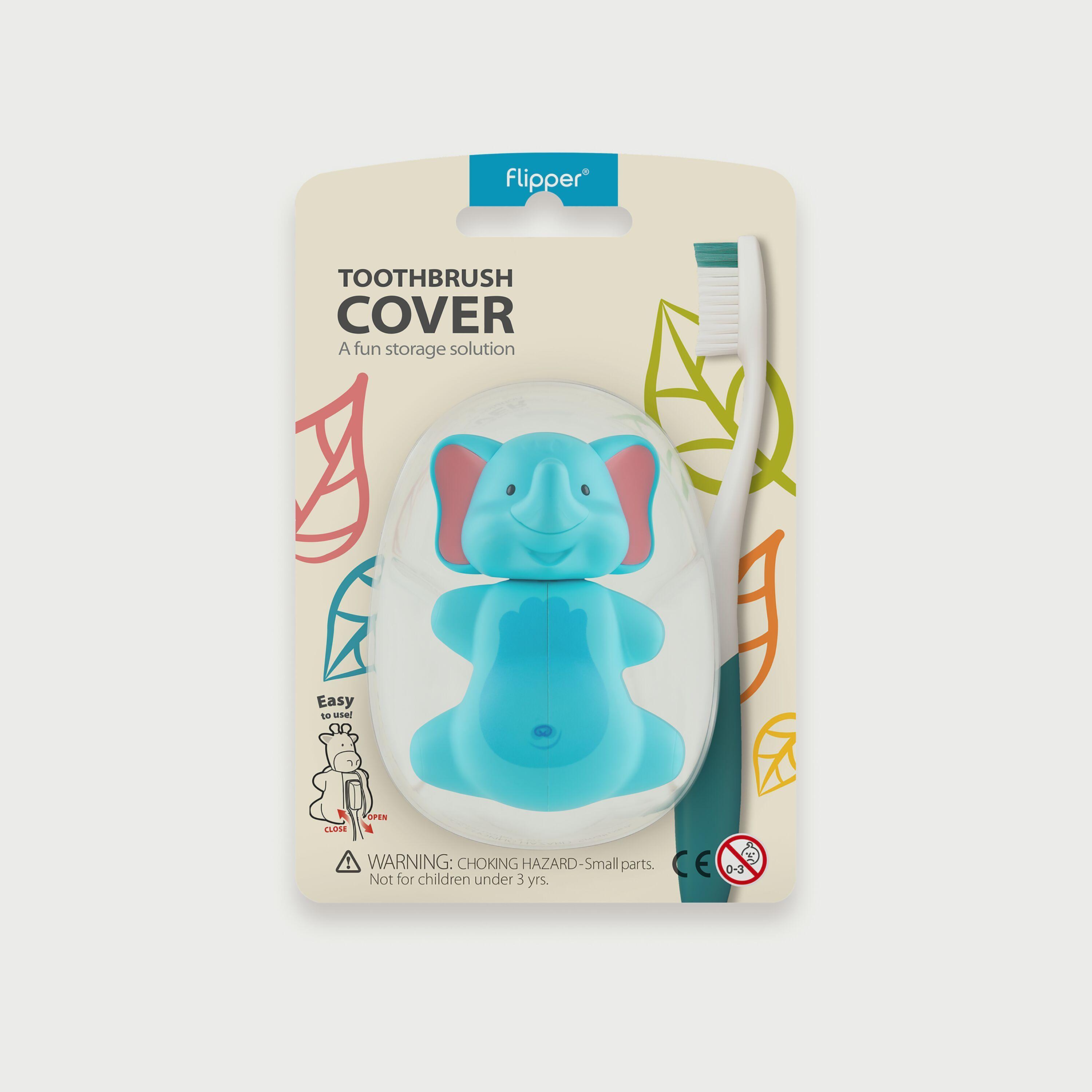 Flipper Fun Animal Toothbrush Holder with Suction Cup for Kids, Elephant-baby-bathandcare-oralcare-image-3